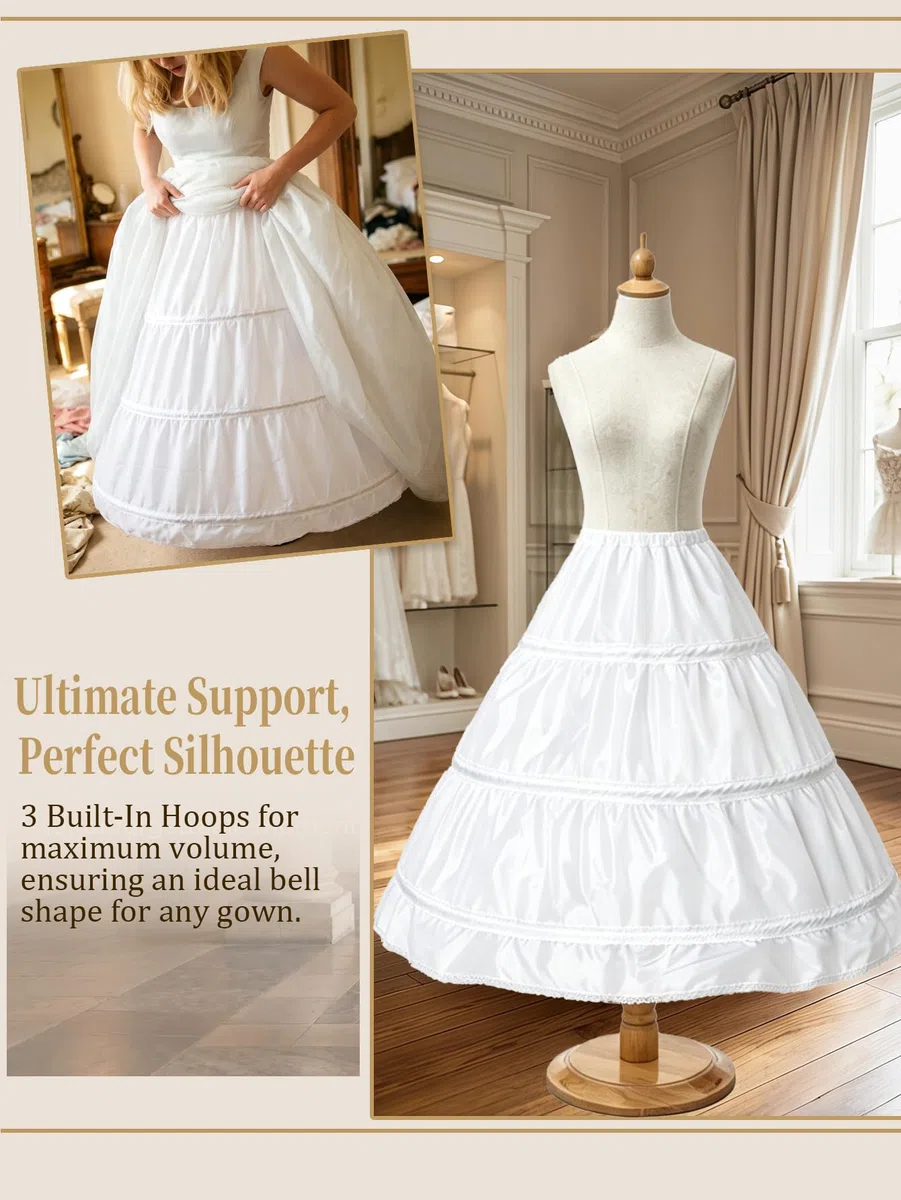 Abaowedding Girls' 3 Hoops Petticoat Full Slip Flower Girl Crinoline Skirt