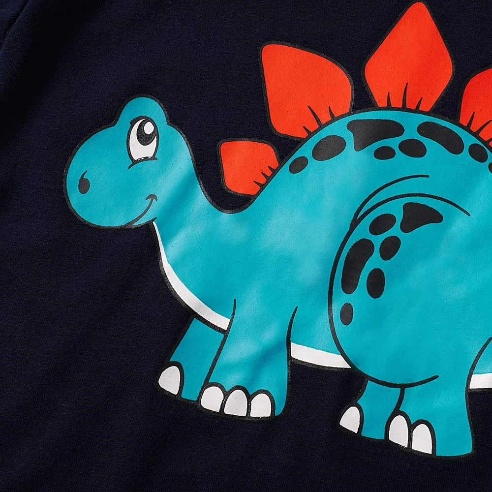 EULLA Jungen Schlafanzug Kinder Kurzarm Dinosaurier Bagger Traktor Weltraum Raumfahrt Sommer Zweiteiliger Nachtwäsche Shorty Pyjamas Set Baumwolle 92 98 104 110 116 122