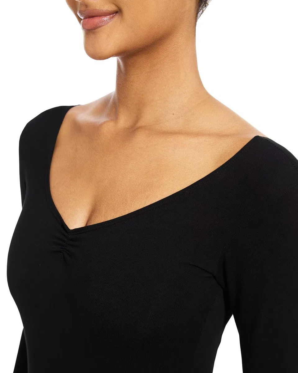Ballett Trikot Schwarz,Erwachsene Langarm Baumwolle BallettTrikot Tanz Body fur Damen