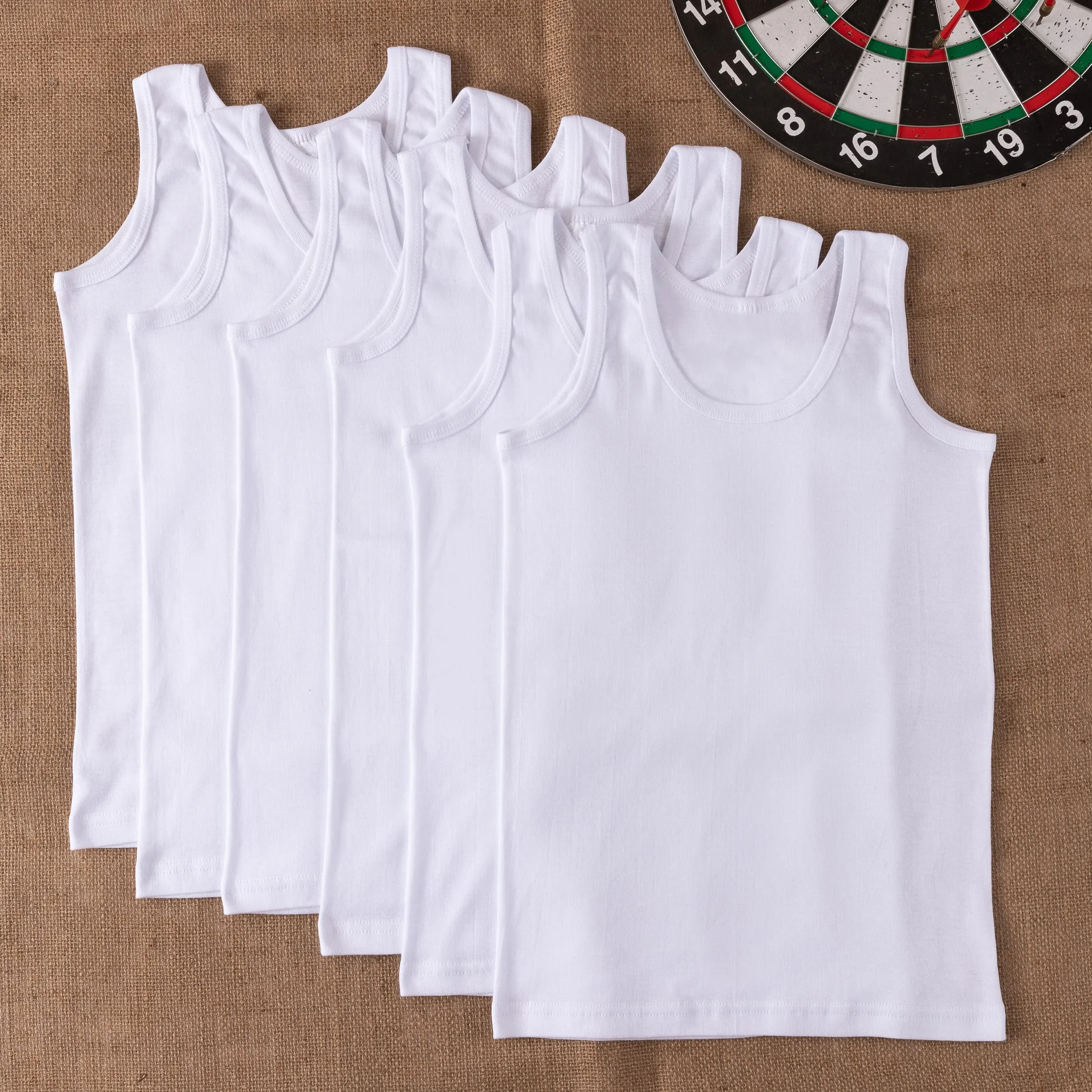 LOREZA ® 6 Pack Jungen Unterhemden 100% Baumwolle Tank Top