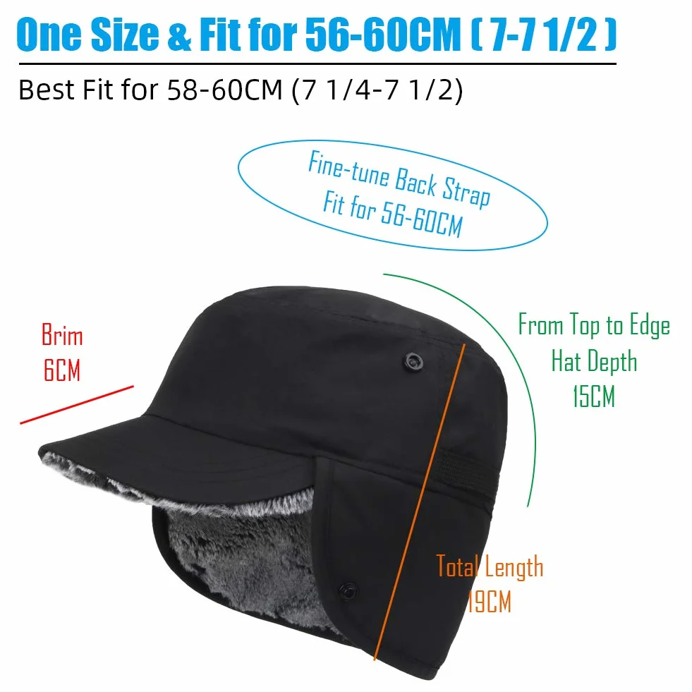 Gisdanchz Winter Cap Warme Mütze mit Ohrenklappen - 100% Nylon & Kunstpelz