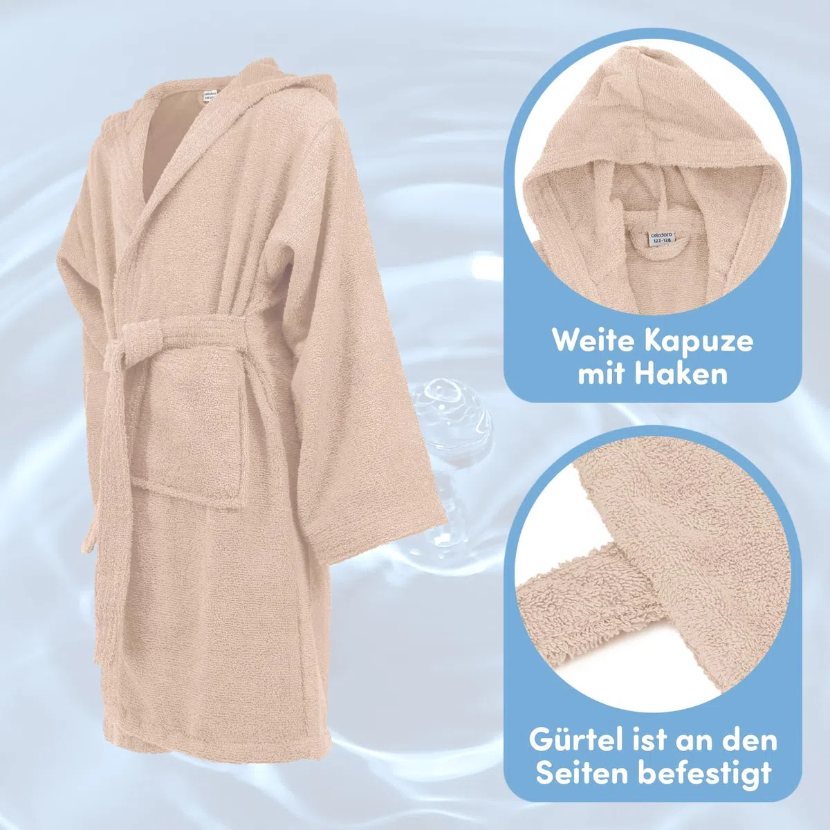 Celodoro Kinder Bademantel mit Kapuze für Mädchen und Jungen Flauschig weiche Baumwolle