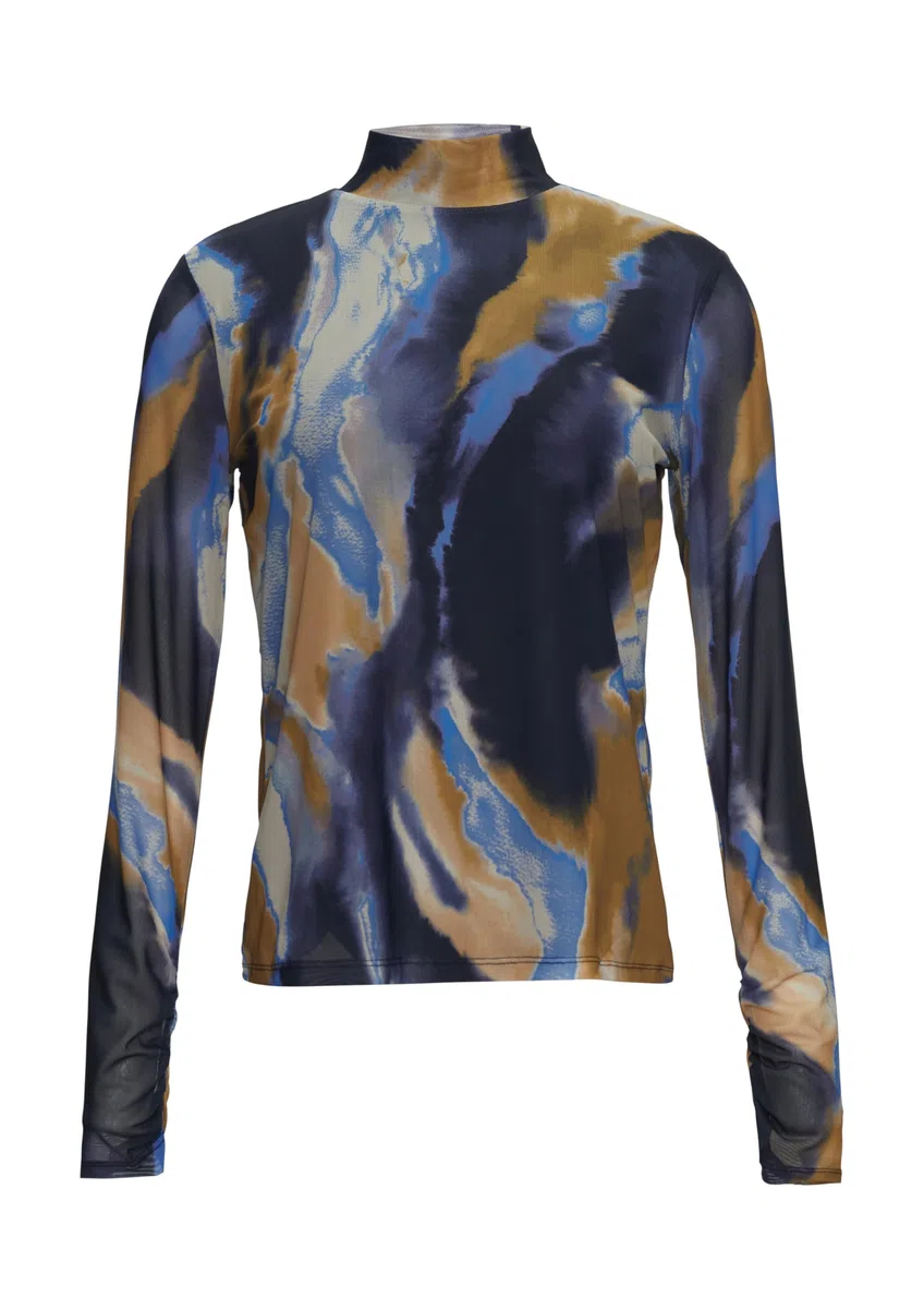 Comma Gemustertes Langarmshirt aus Mesh