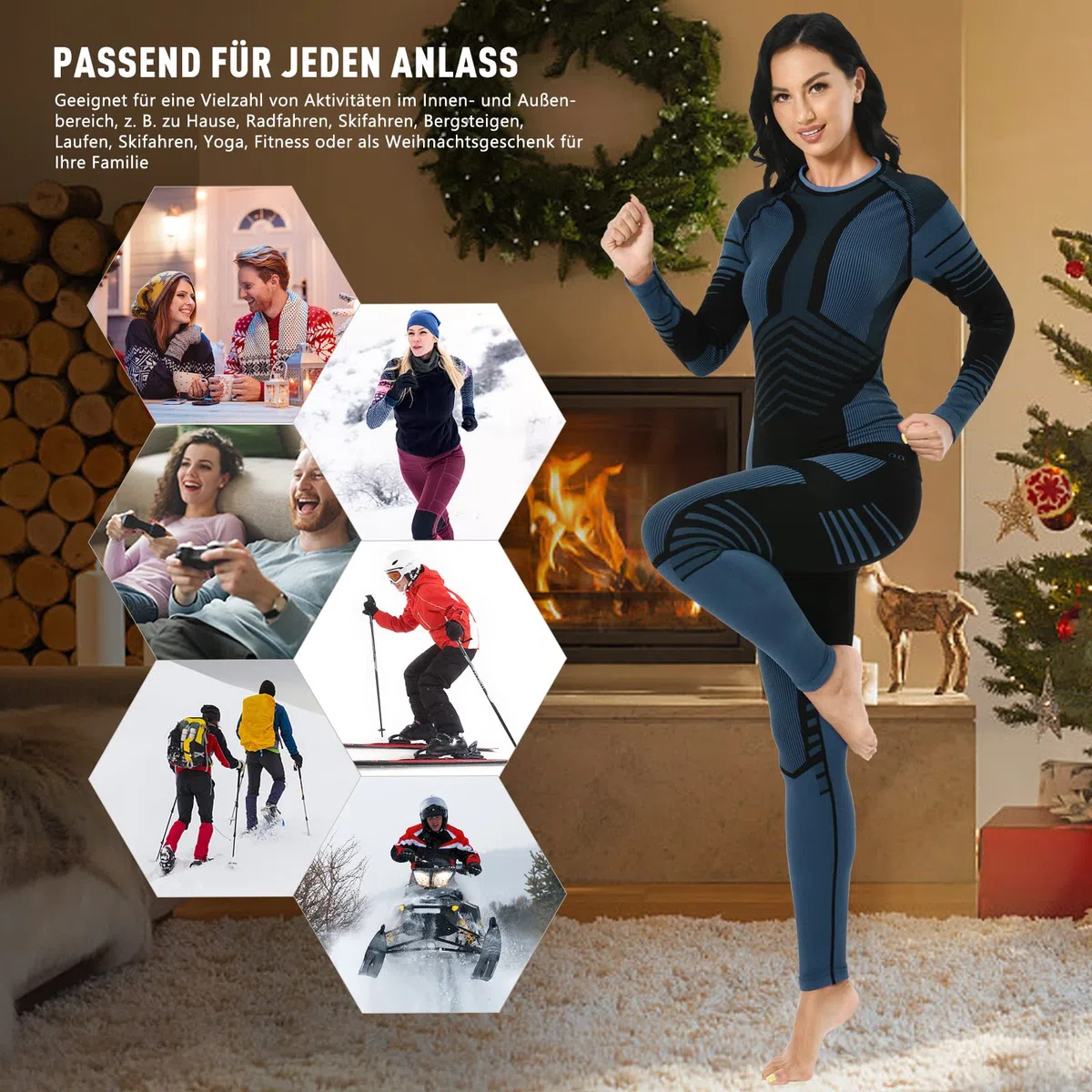 MEETYOO Thermounterwäsche Damen, Skiunterwäsche Frauen Thero Funktionsunterwäsche Winter Atmungsaktiv Funktionswäsche für Ski Sport Running