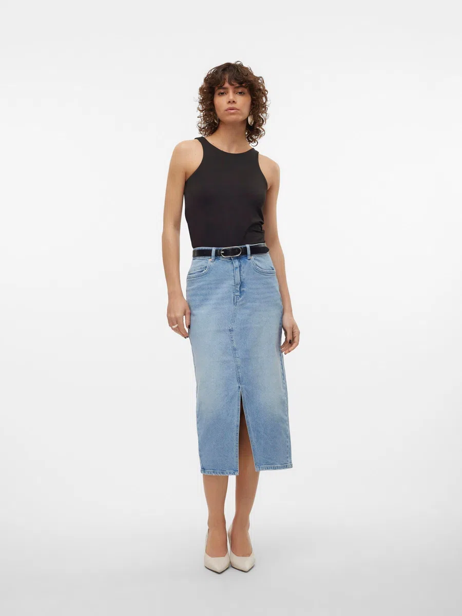 VERO MODA Female Jeansrock VMVERI Hohe Taille Langer Rock | Denim skirt