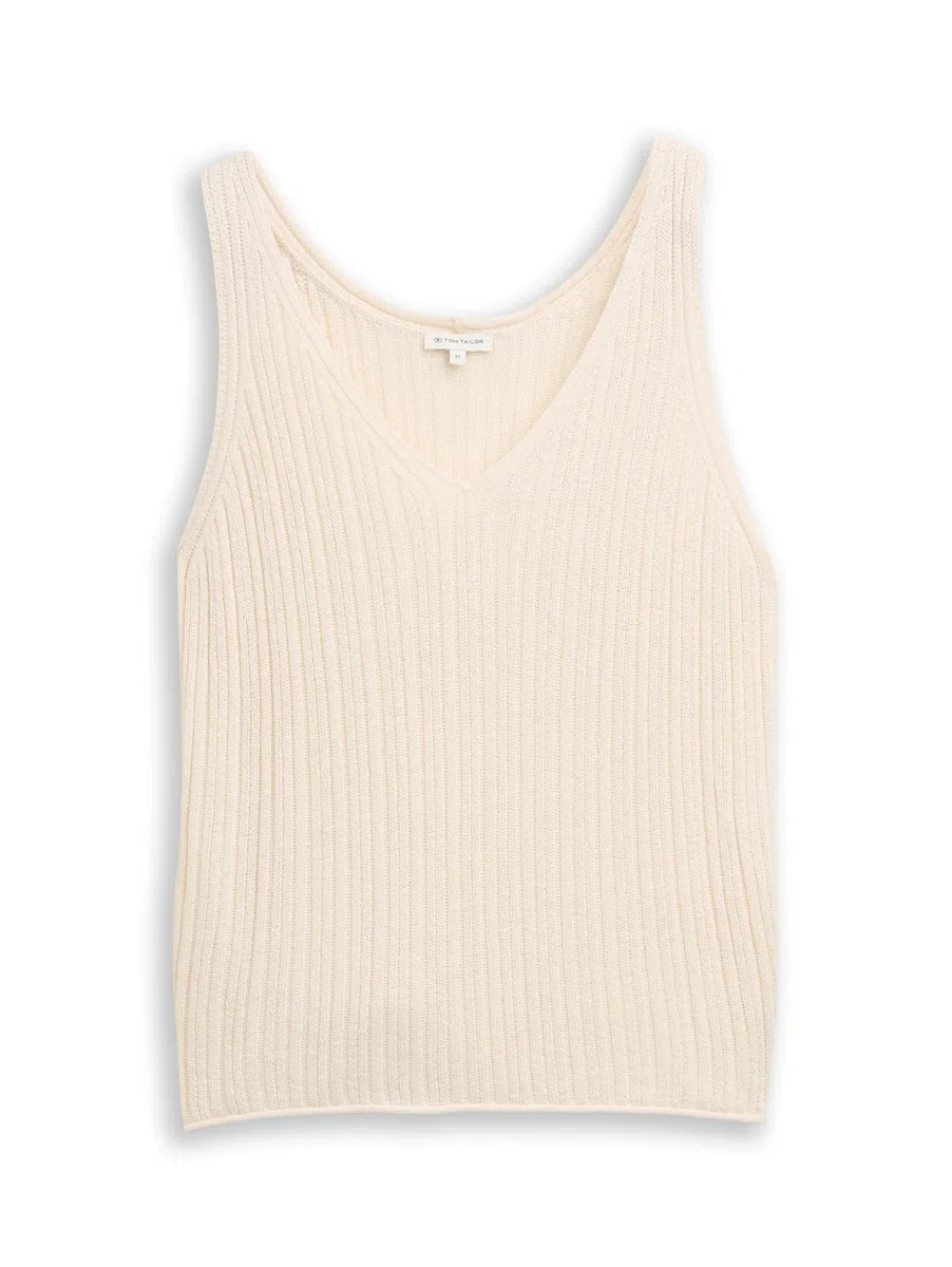 TOM TAILOR Damen 1050560 Stricktop mit V-Ausschnitt
