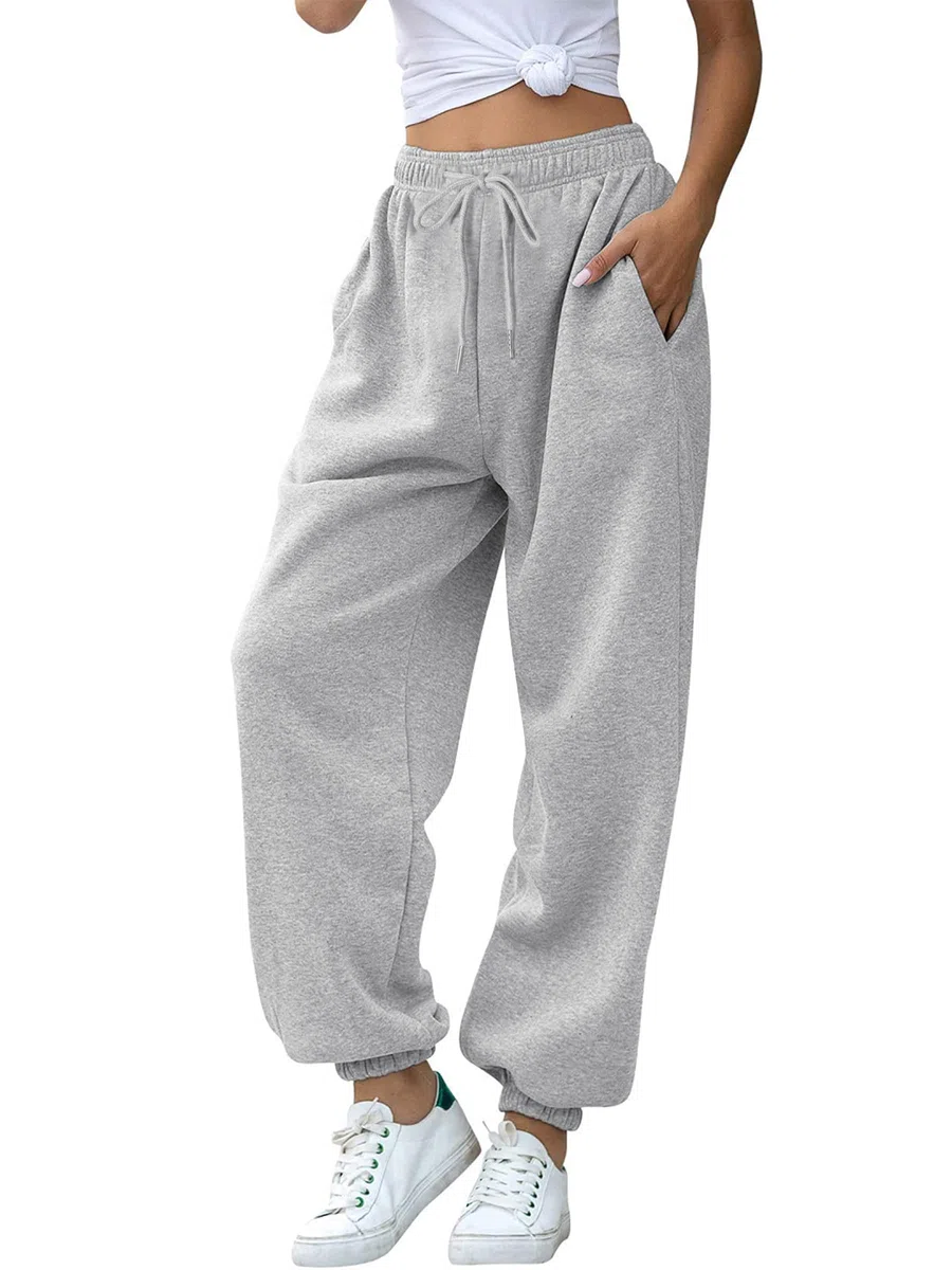 Missufe Damen Jogginghose Freizeithose Hohe Taille Sporthose Trainingshose Cinch Bottom Lang Sweatpants mit Taschen