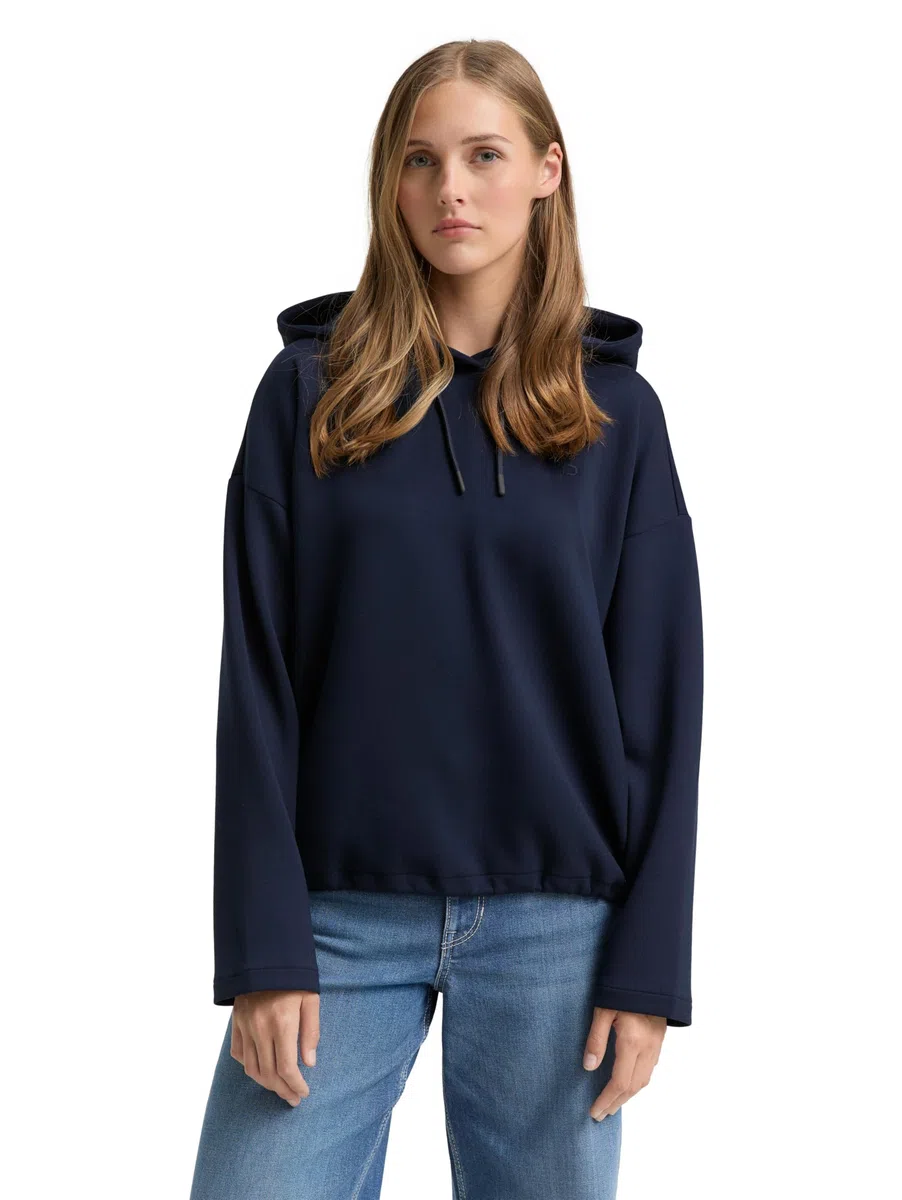 Tom Tailor Denim Damen Loose Fit Scuba Hoodie Sweatshirt