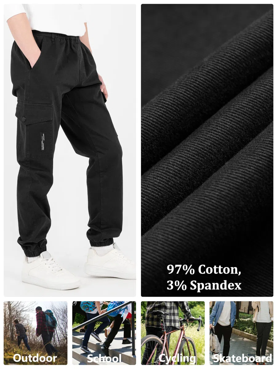 CAMLAKEE Kinder Jungen Cargohose Jogger Hose mit elastischem Bund