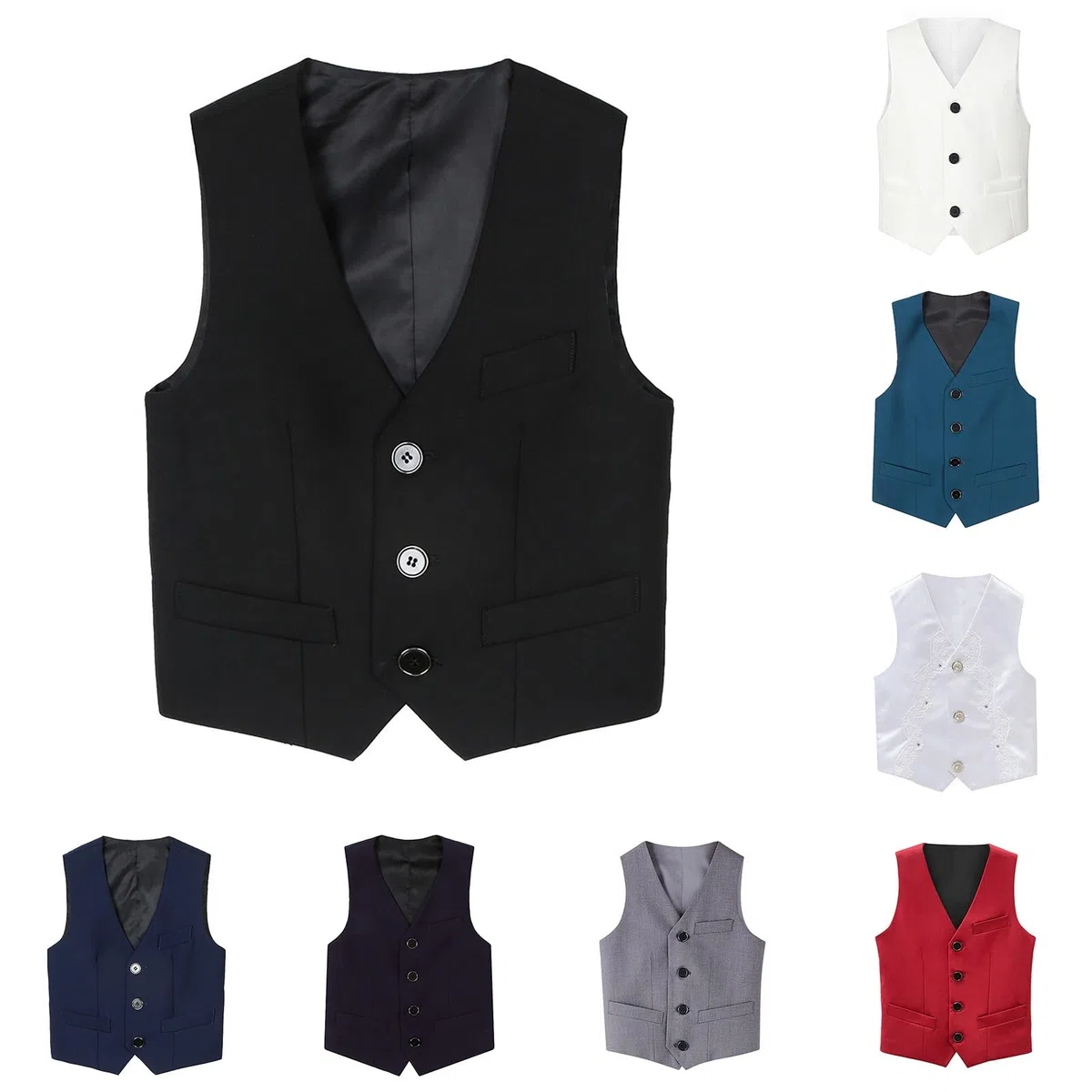 Weste Kinder Jungen Anzugweste V Ausschnitt Klassische Oberteil Causal Gilet Einfarbig Hochzeitsanzug Gilet Ärmellose Weste Top