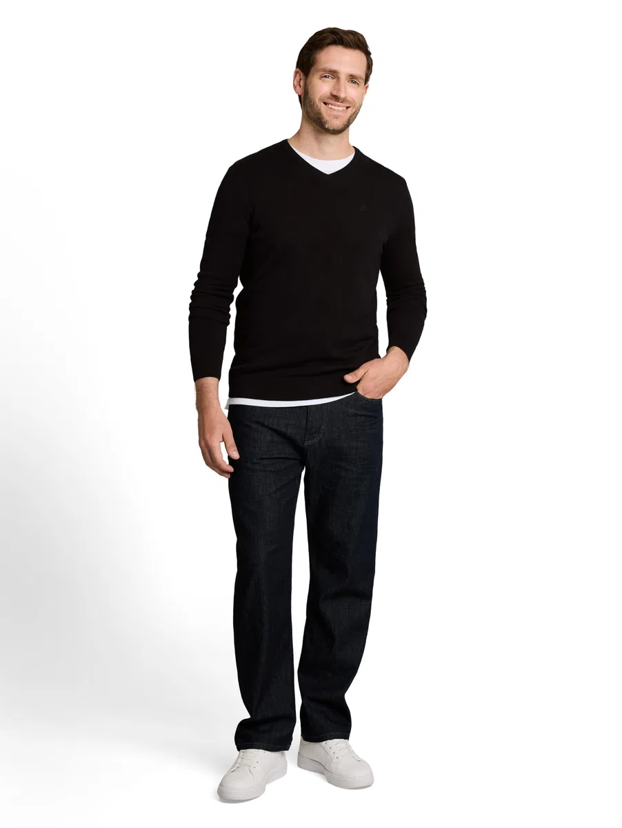 TOM TAILOR Herren Strickpullover mit V-Ausschnitt