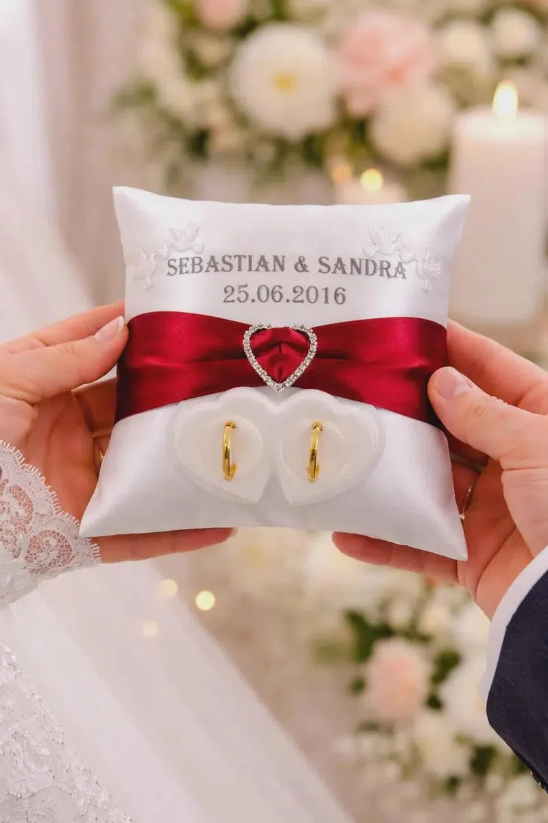 Ringkissen Hochzeit Name Datum Ringhalter Brautkissen Farbwahl