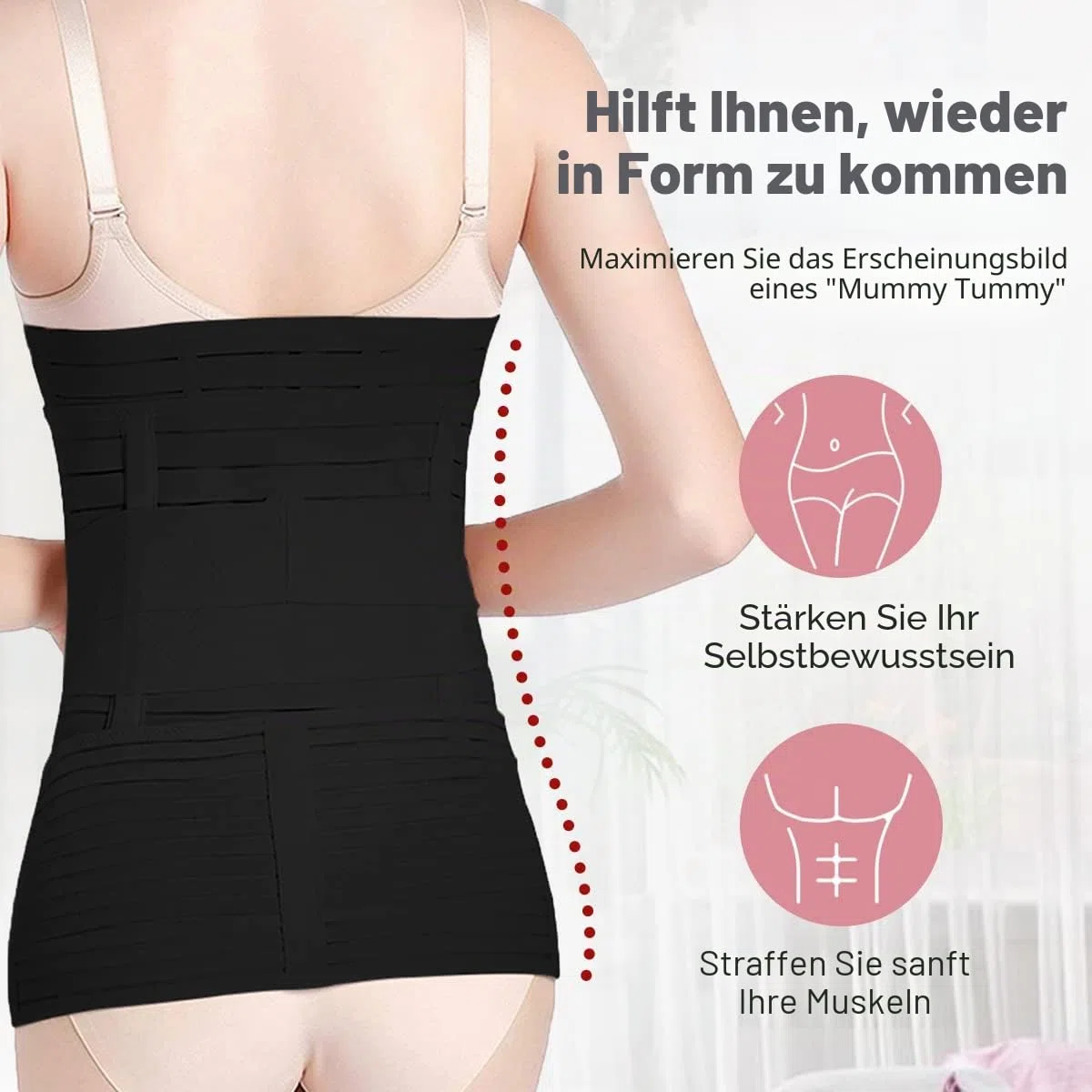 3 In 1 Bauchgurt Nach Geburt: Postpartum Gürtel für Damen - Rückbildungsgürtel Nach Geburt 3 Phasen Post Partum Belt, M/L