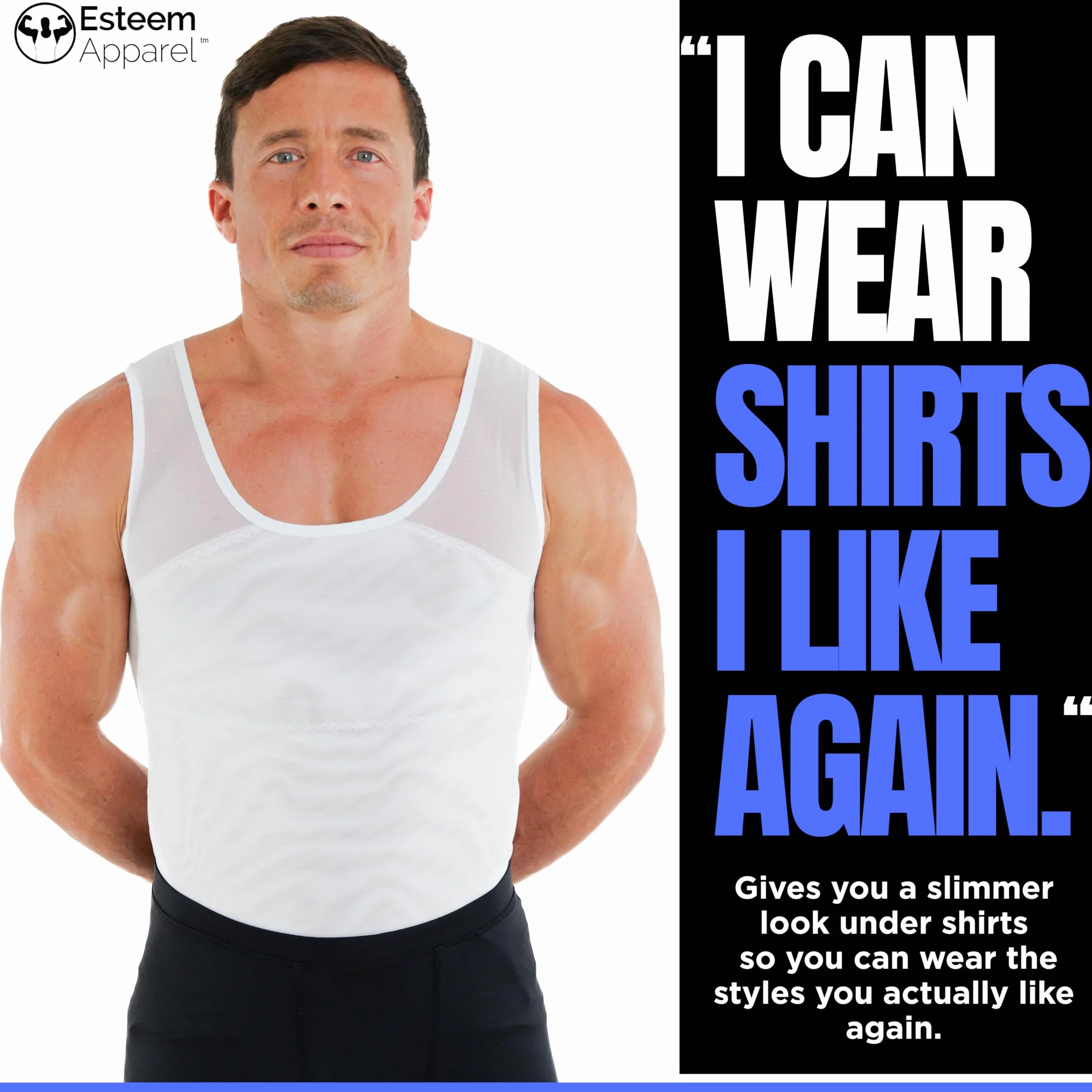 Esteem Apparel Originales Herren-Brustkompressionshemd zum Verstecken von Gynäkomastie Moobs