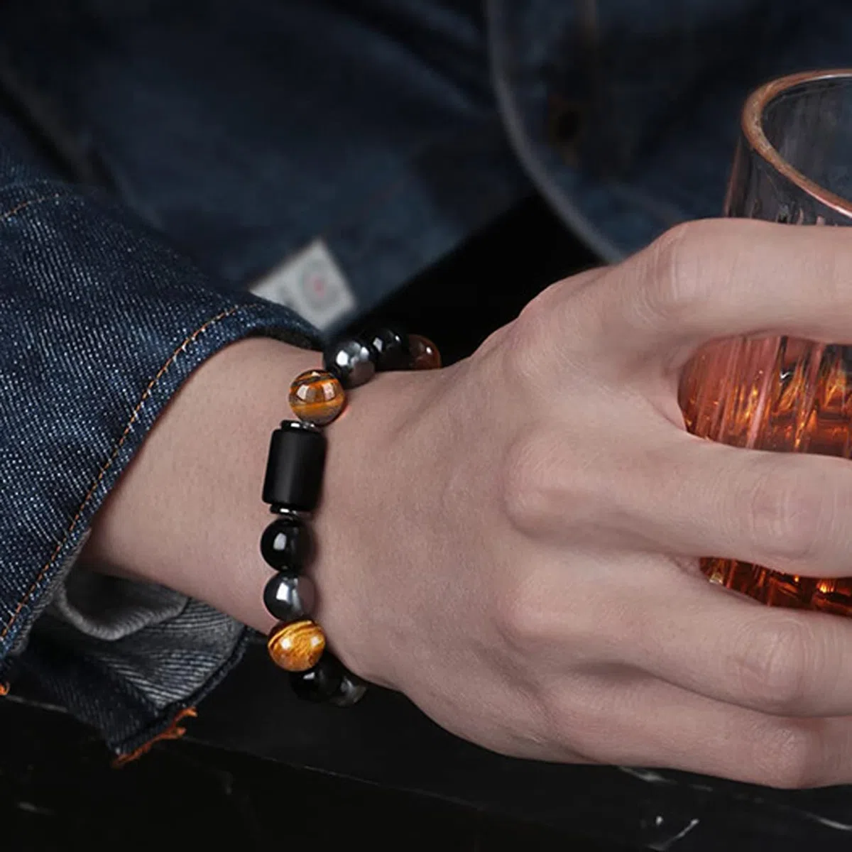 herren Sternzeichen Halskette und Armband Set- Sternbild halskette edelstahl-Münzanhänger-Elastisches Perlenarmband-Geburtstagsgeschenk Schmuck