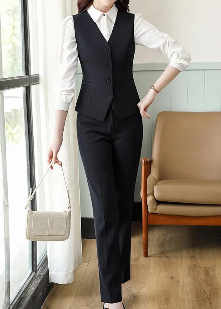 ORANDESIGNE Anzugweste Damen Elegant Weste V-Ausschnitt Anzug Weste Business Freizeit Gilet Slim Fit