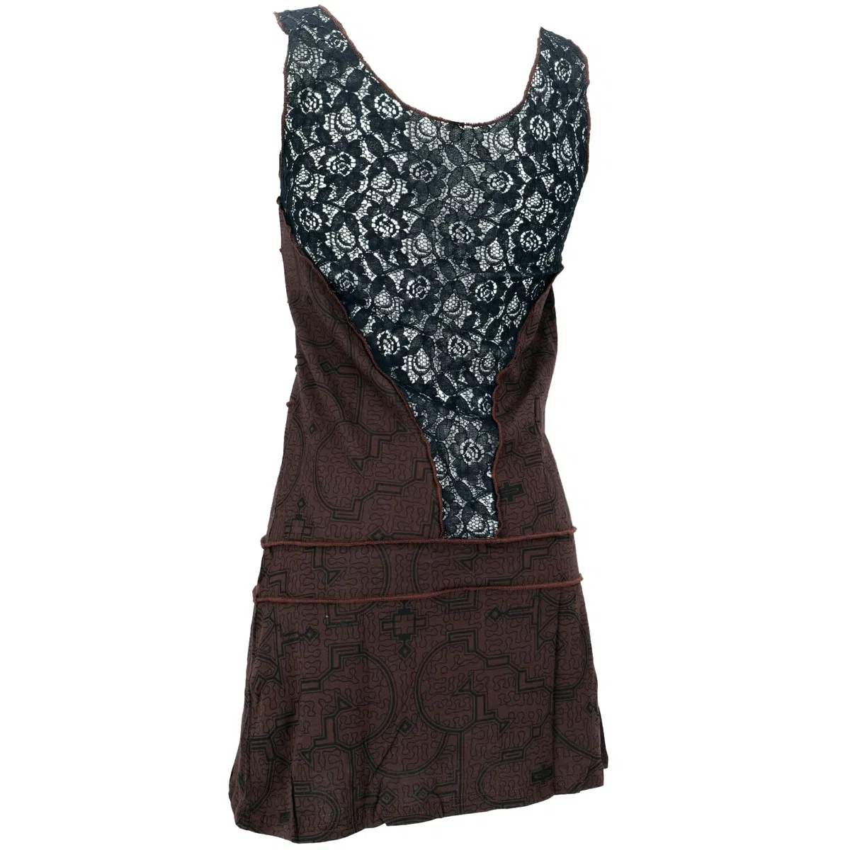 GURU SHOP Ethno Minikleid, Festival Goakleid mit Overlock, Damen