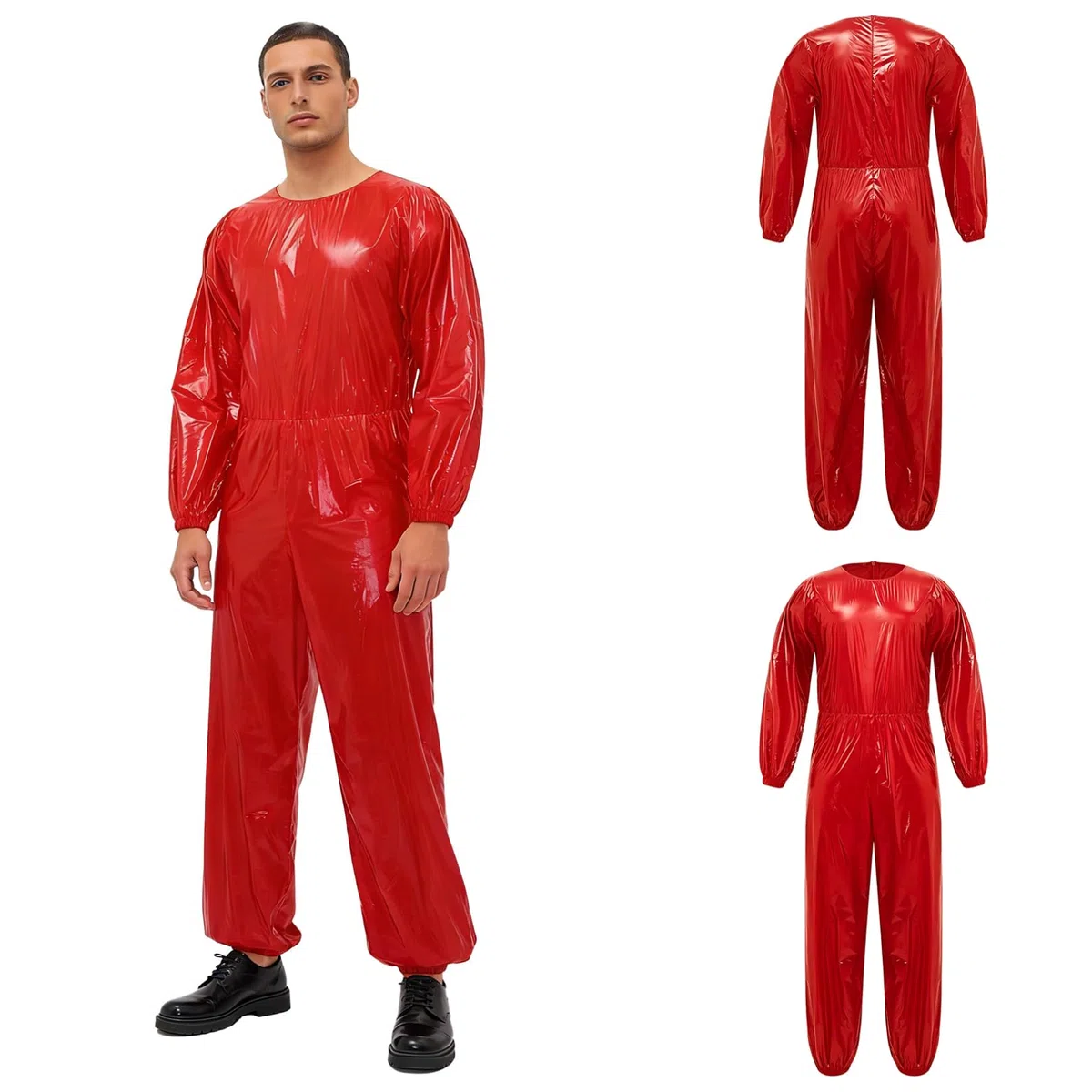 MSemis Herren Inkontinenz Bodysuit Rundhalsausschnitt Einteiler Leotard Erwachsenen Windeln Strand Bademode Cover Up Pullover Kombianzüge