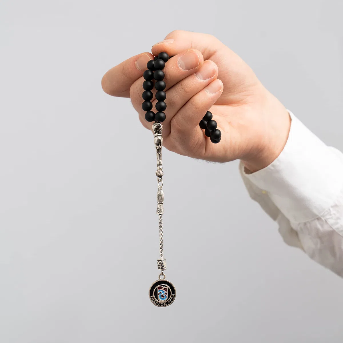 Remi Bijou Gök-Türk Handgemachte Schatulle mit Schmuck Set 'Trabzonspor' für Herren: Set aus Halskette, Ring, Armband, Gebetskette - Tesbih, Schlüsselanhänger