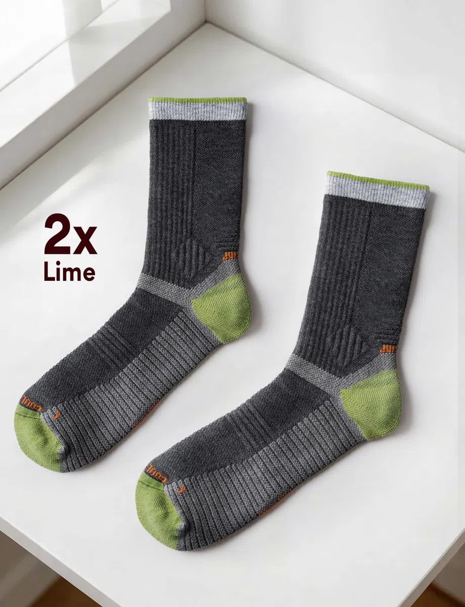 Juclise Sommer Merinowolle Wandersocken für Herren mit Kompression Anti-Blasen-Polsterung atmungsaktiv anti-schweiß