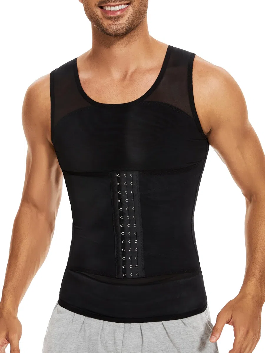 SLIMBELLE Shapewear Unterhemd Herren Bauchweg Kompression Unterwäsche Tank Top Herren Kompressionsshirt Body Shaper mit Tummy Control Taille Gürtel