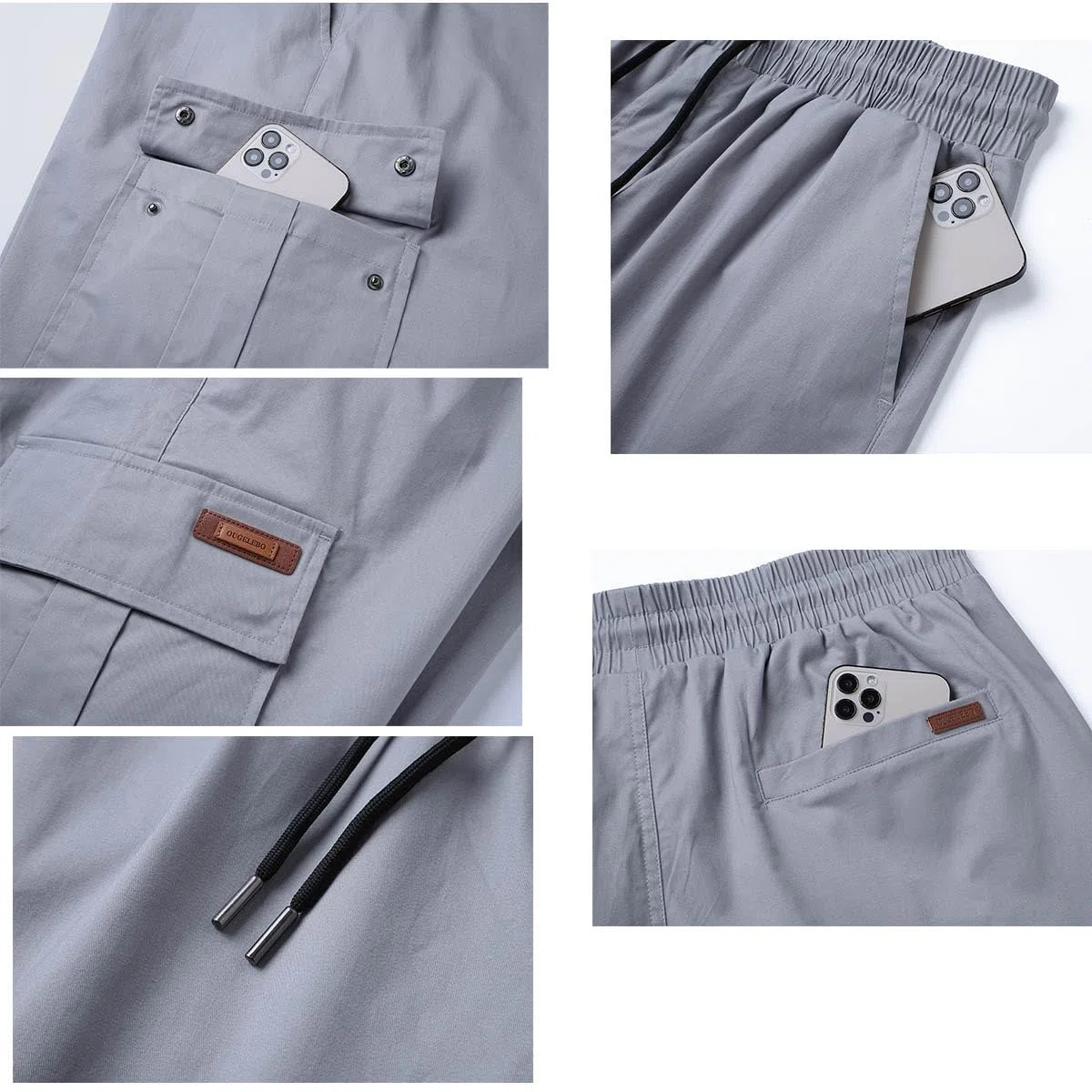 Ougelebo Kurze Hosen Herren Cargo Shorts Elastische Taille mit Tunnelzug