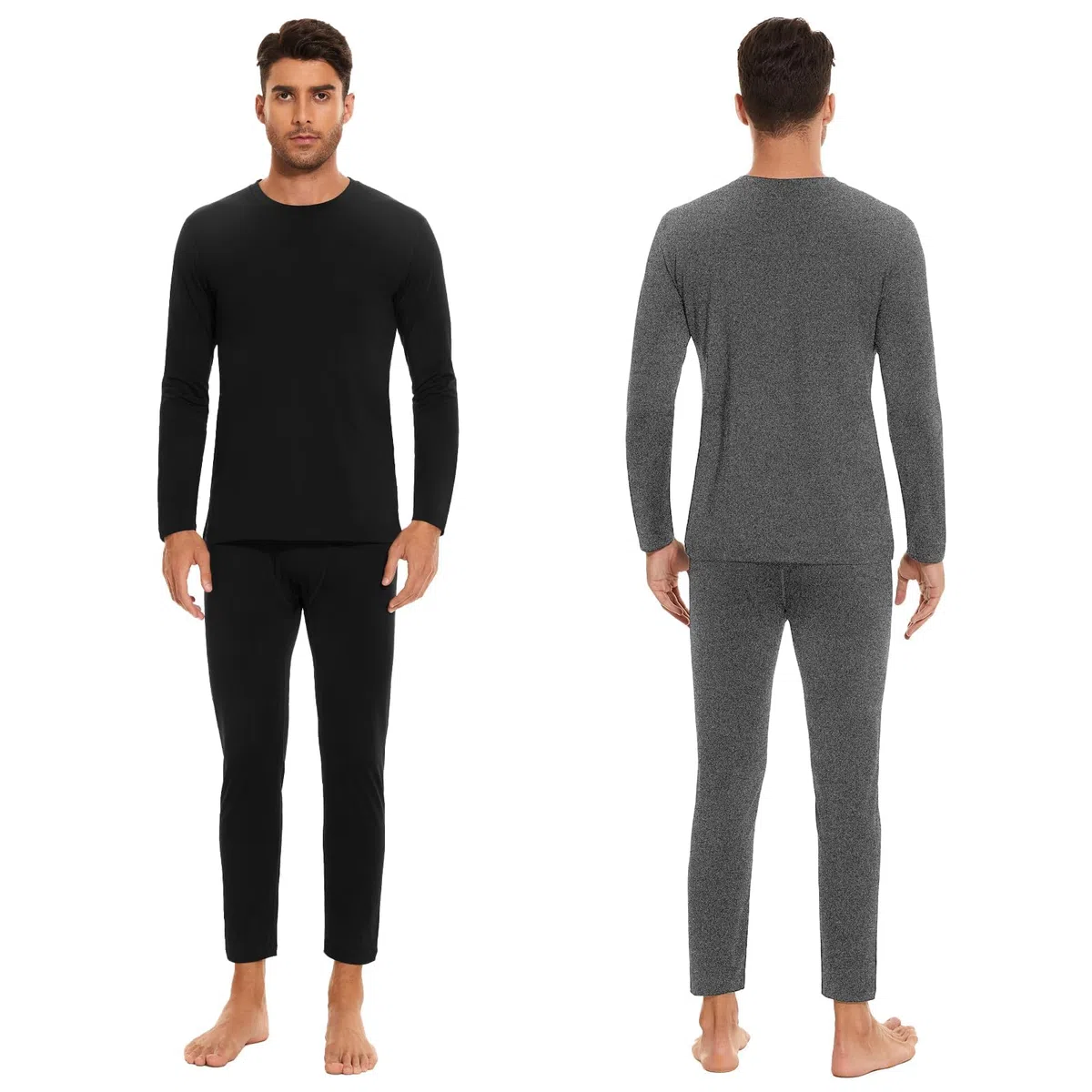 SIMIYA Thermounterwäsche Herren 2er Set Warme Unterwäsche mit Innenfleece, Thermo Oberteil und Unterteil mit Eingriff Langarm Funktionsunterwäsche Rundhals Skiunterwäsche für Winter(S-4XL)