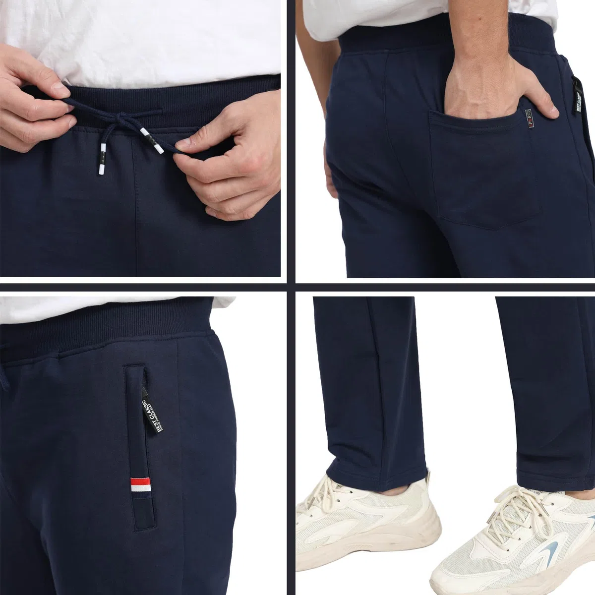 JustSun Jogginghose Herren Baumwolle Trainingshose Freizeithose mit Reißverschlusstaschen