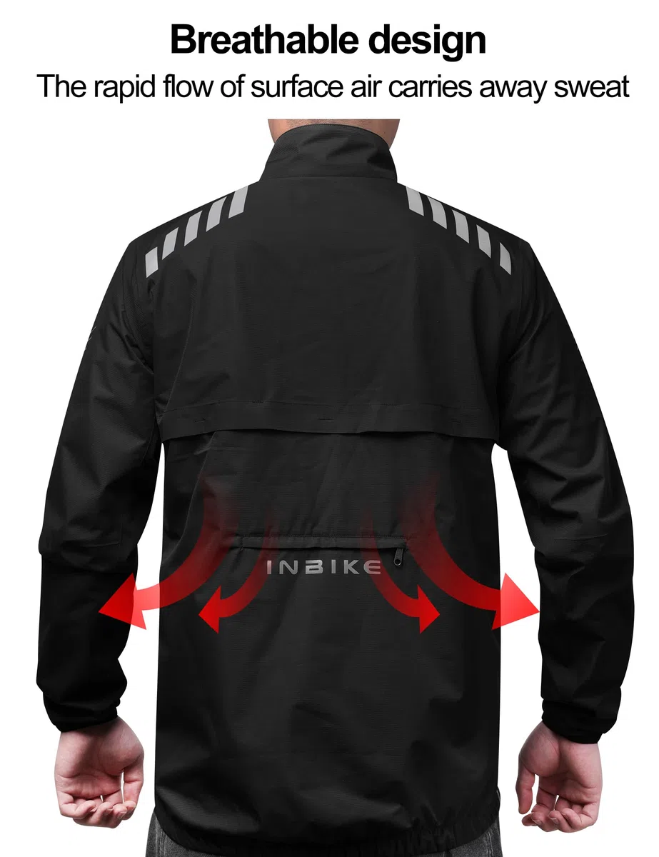 INBIKE Regenjacke Herren Leicht Fahrradjacke Wasserdichte Winddichte Outdoor Sport Jacke für Radsport Laufen Camping Grün Orange Schwarz WB005