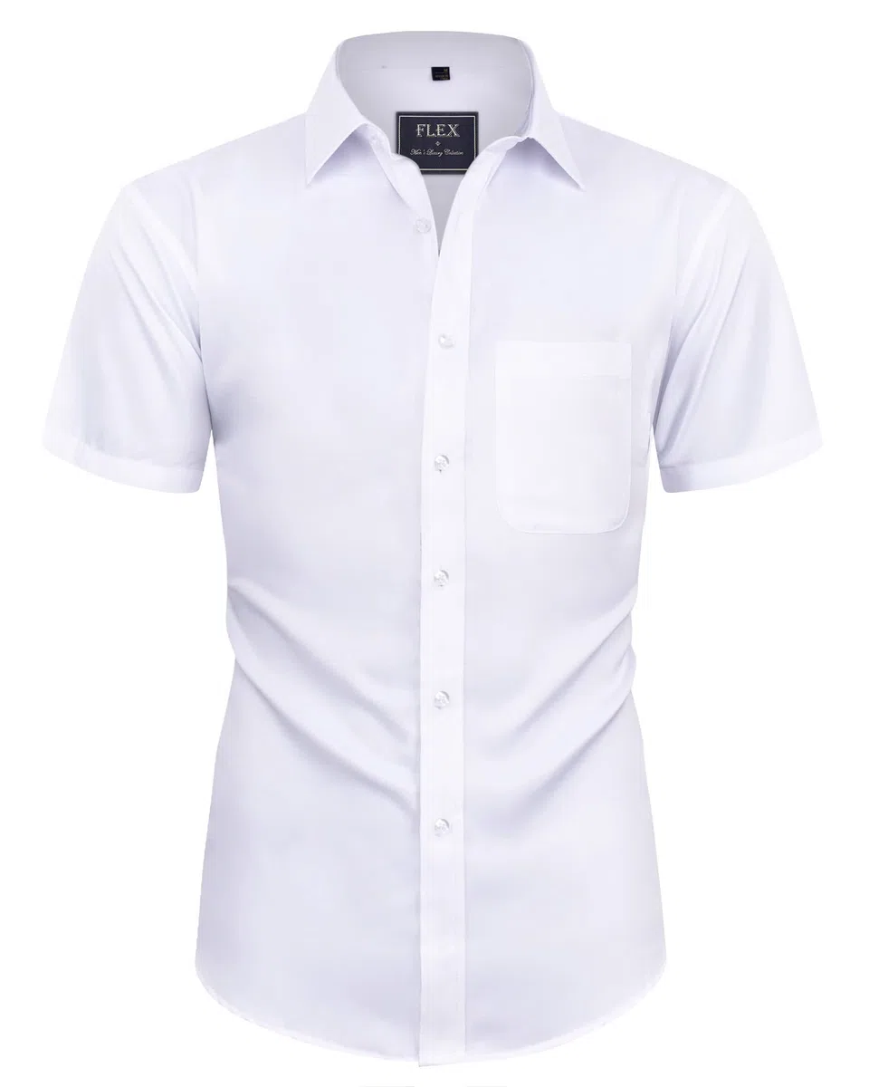 siliteelon Herren Kurzarm Hemden Casual Regular Fit Bügelfrei Business Hemd Faltenfrei Formales Hemd mit Tasche