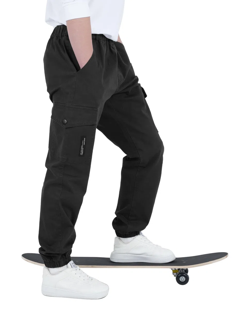 CAMLAKEE Kinder Jungen Cargohose Jogger Hose mit elastischem Bund