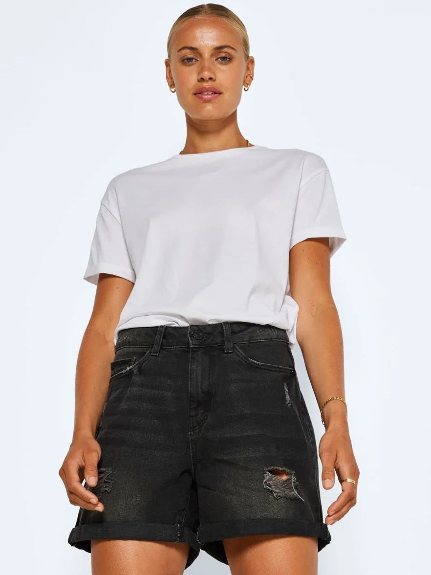 NOISY MAY NMSmiley Destroy Shorts Frauen Short schwarz Basics, Streetwear