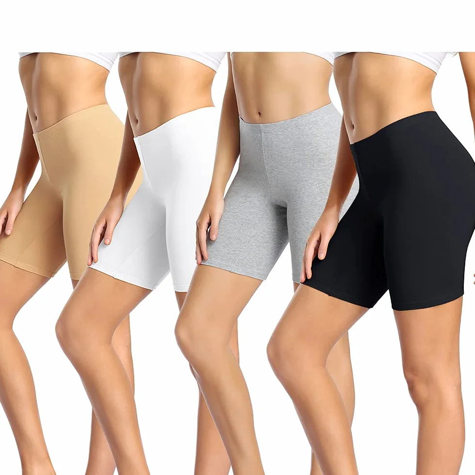 wirarpa Radlerhose Damen Kurz Baumwolle Boxershorts Unter Kleid Rock Unterhosen mit Bein Anti Scheuern Kurz Leggings 4er Pack