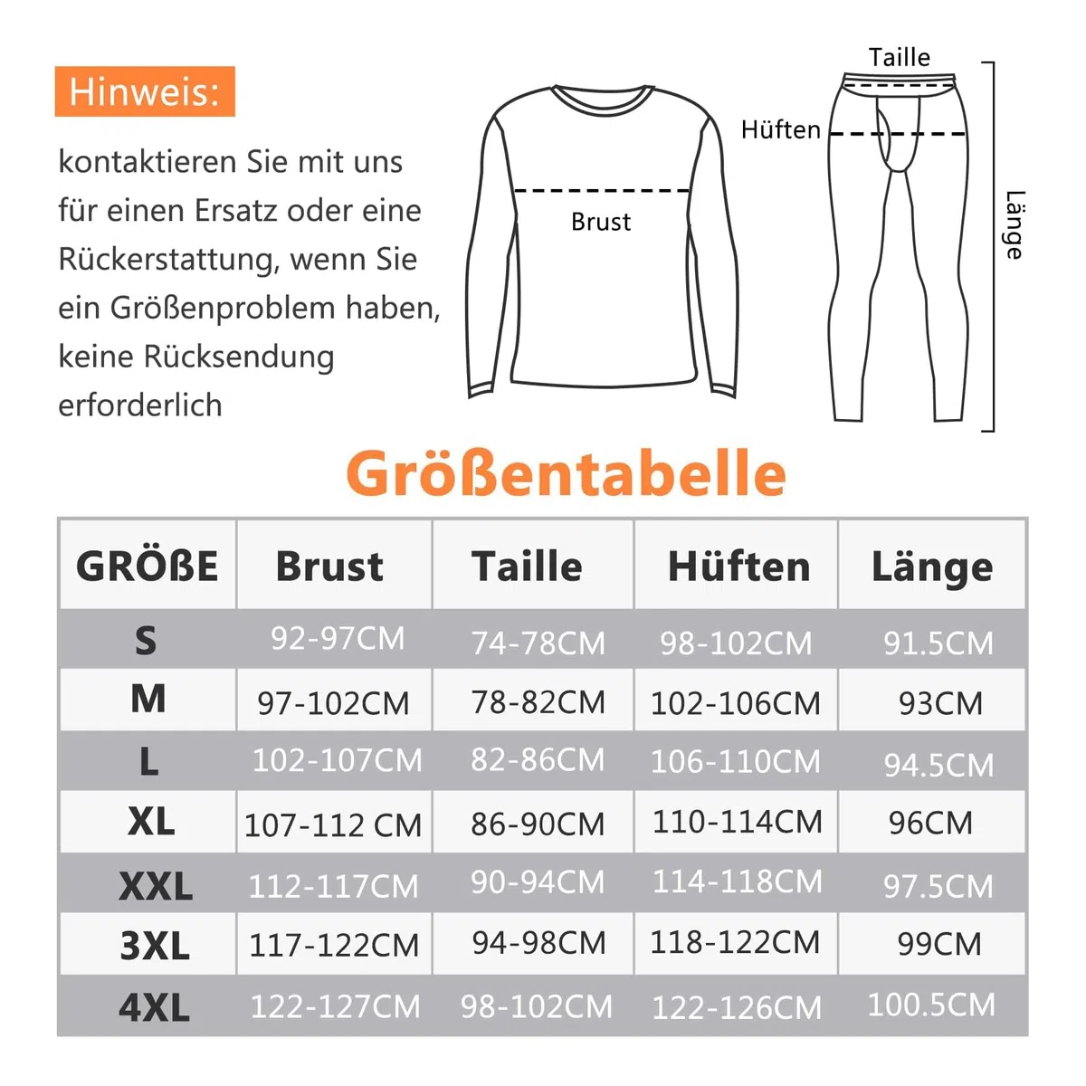 SIMIYA Thermounterwäsche Herren 2er Set Warme Unterwäsche mit Innenfleece, Thermo Oberteil und Unterteil mit Eingriff Langarm Funktionsunterwäsche Rundhals Skiunterwäsche für Winter(S-4XL)