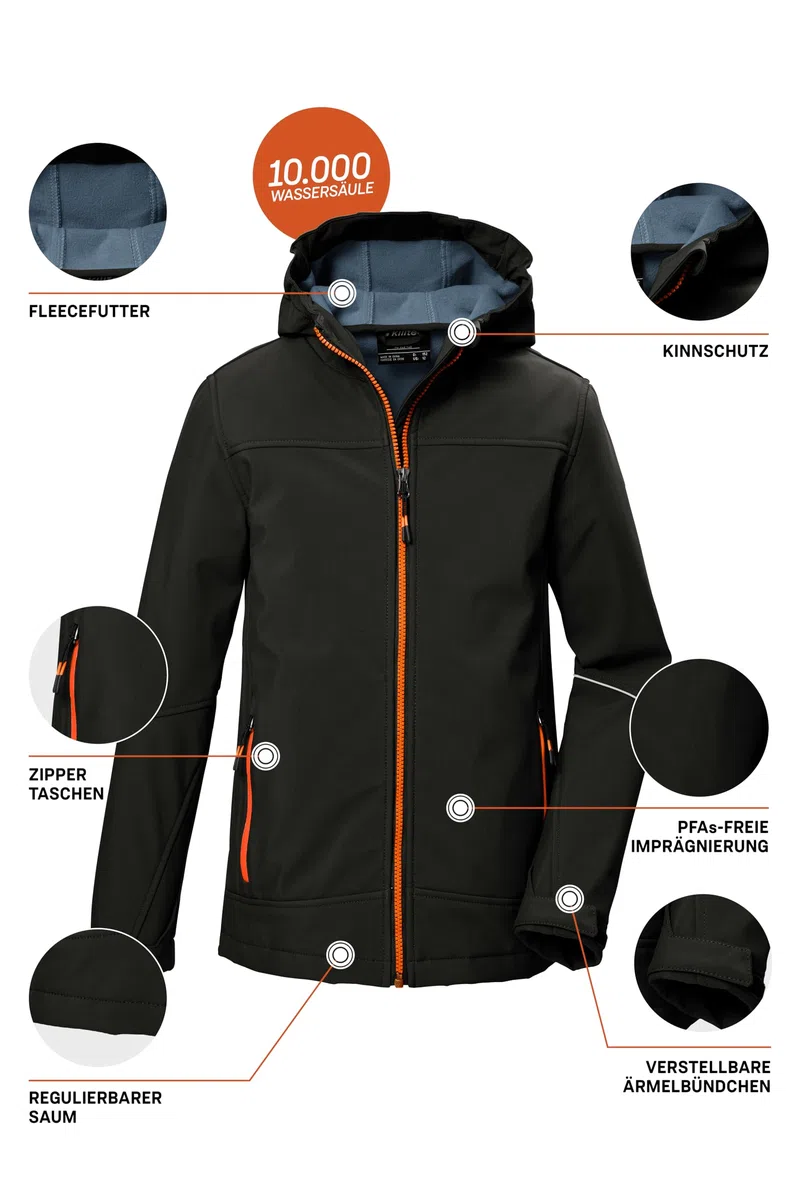 Killtec Jungen Kow 366 Bys Sftshll Jckt Softshelljacke/Outdoorjacke mit Kapuze