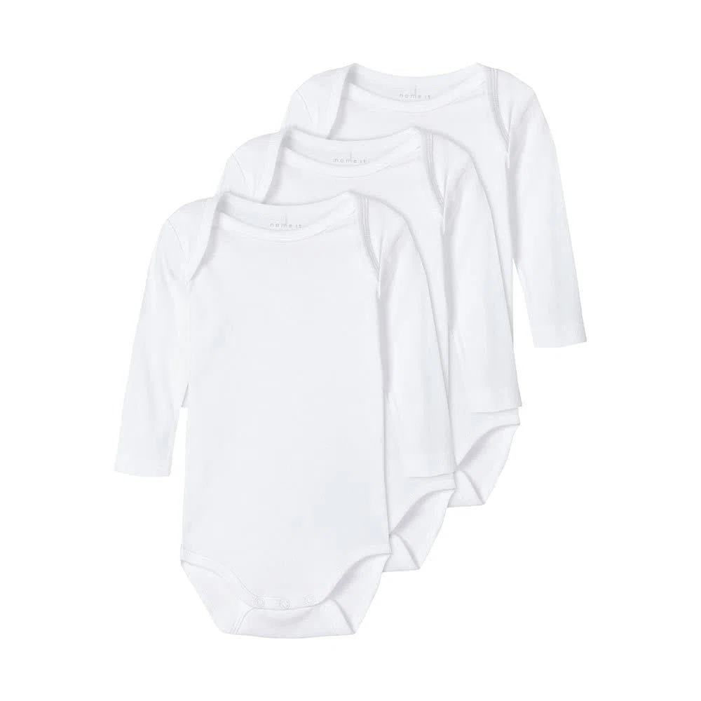 NAME IT 3er Pack Unisex Langarm Baby Bodys aus Bio-Baumwolle