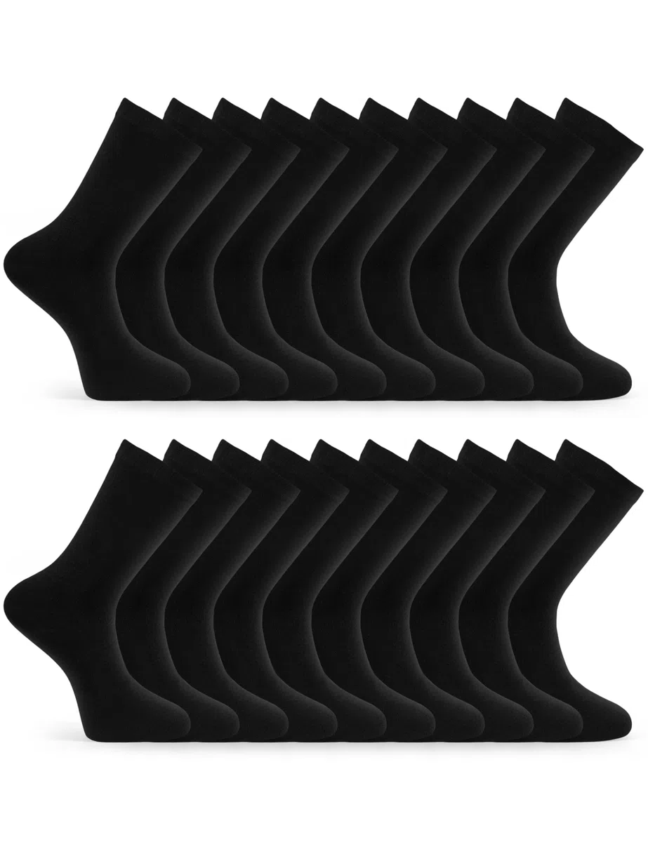 Basic Treasure 20 Paar Socken Herren, Herrensocken Schwarz, Business