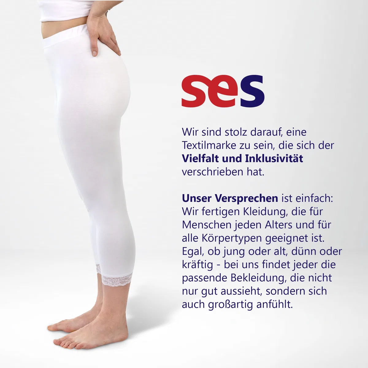 SES Capri Leggings mit Spitze 32-34 - 56-58 im 2er Pack aus Baumwolle/blickdichte Leggins mit Spitze/elastische Damen Leggins 3/4 lang Baumwolle/Leggings Damen mit Spitze mit Perfekter Passform