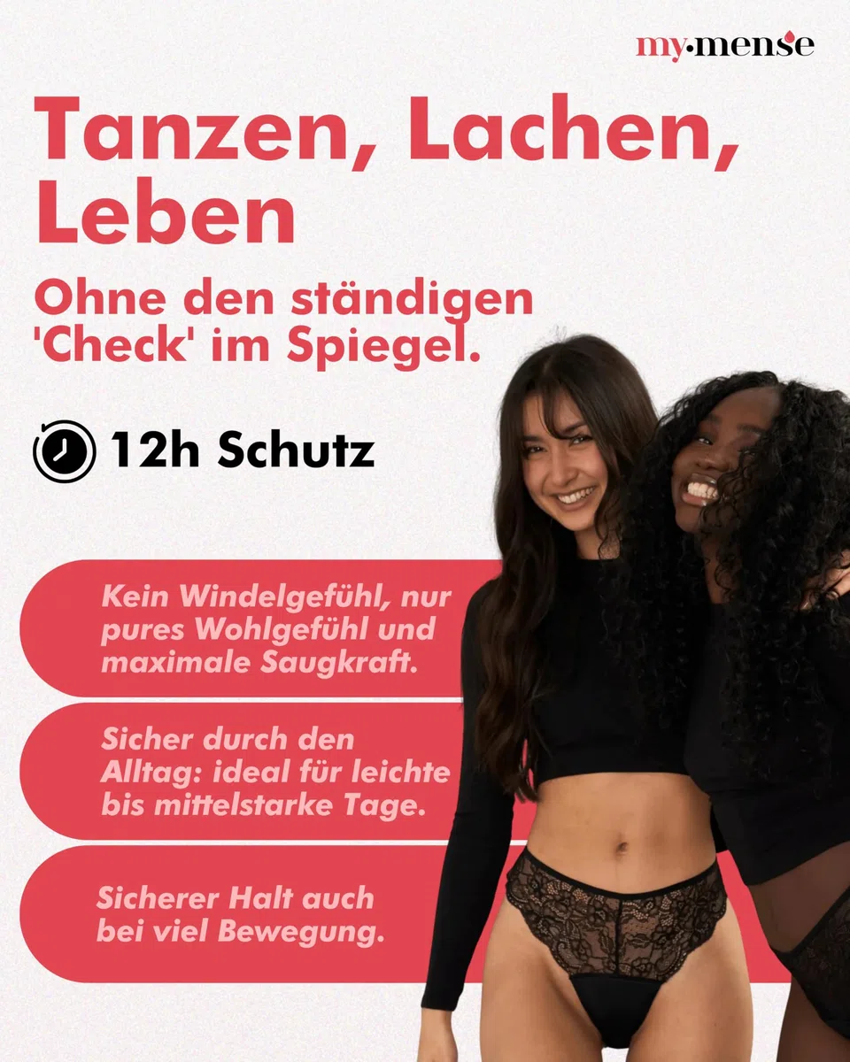 My•Mense Periodenslip Heather I Größen 30-52 I Highleg Periodenunterwäsche mit Spitze & Saugkraft bis 2 Tampons I 12h Schutz, ultradünn & auslaufsicher I Für leichte Tage
