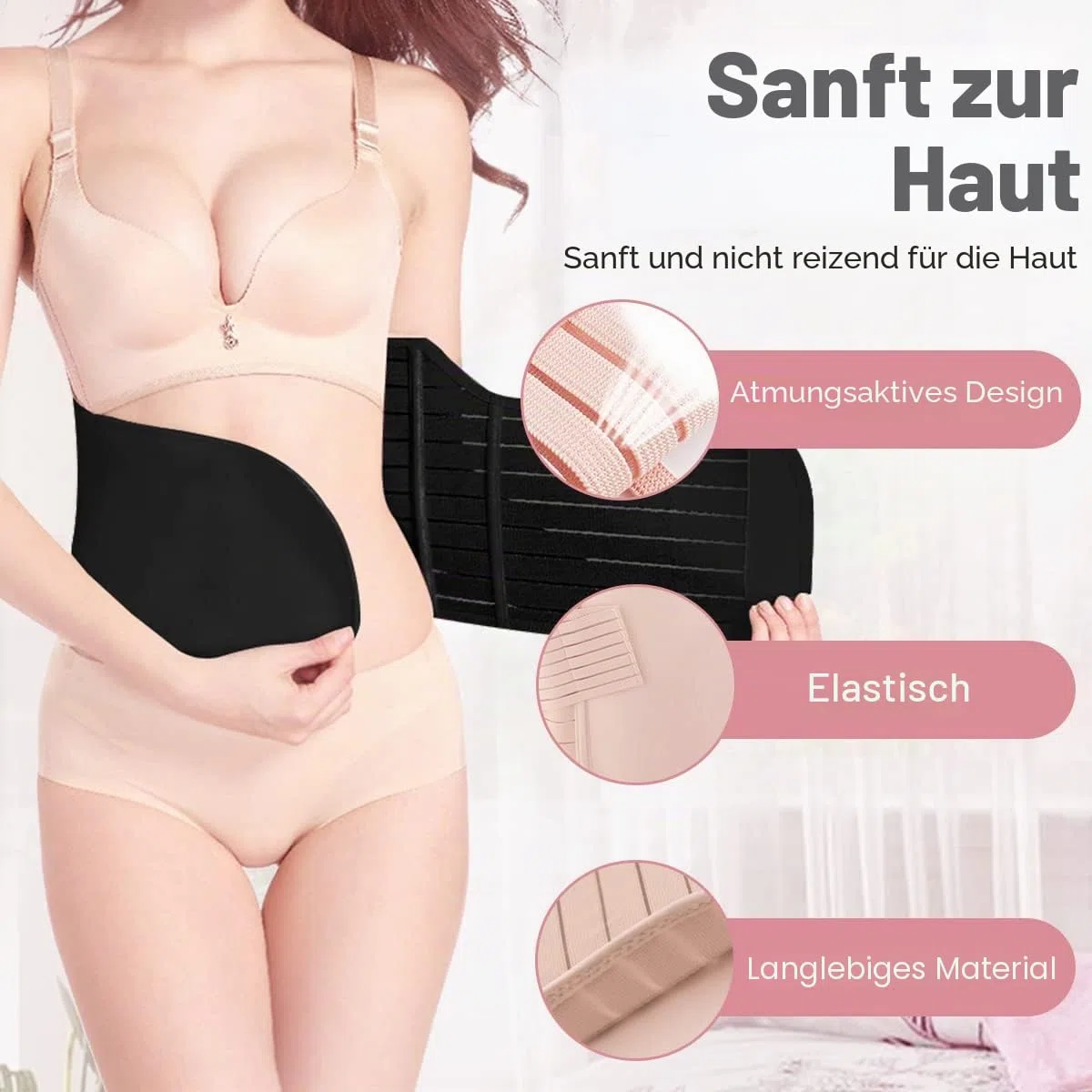 3 In 1 Bauchgurt Nach Geburt: Postpartum Gürtel für Damen - Rückbildungsgürtel Nach Geburt 3 Phasen Post Partum Belt, M/L
