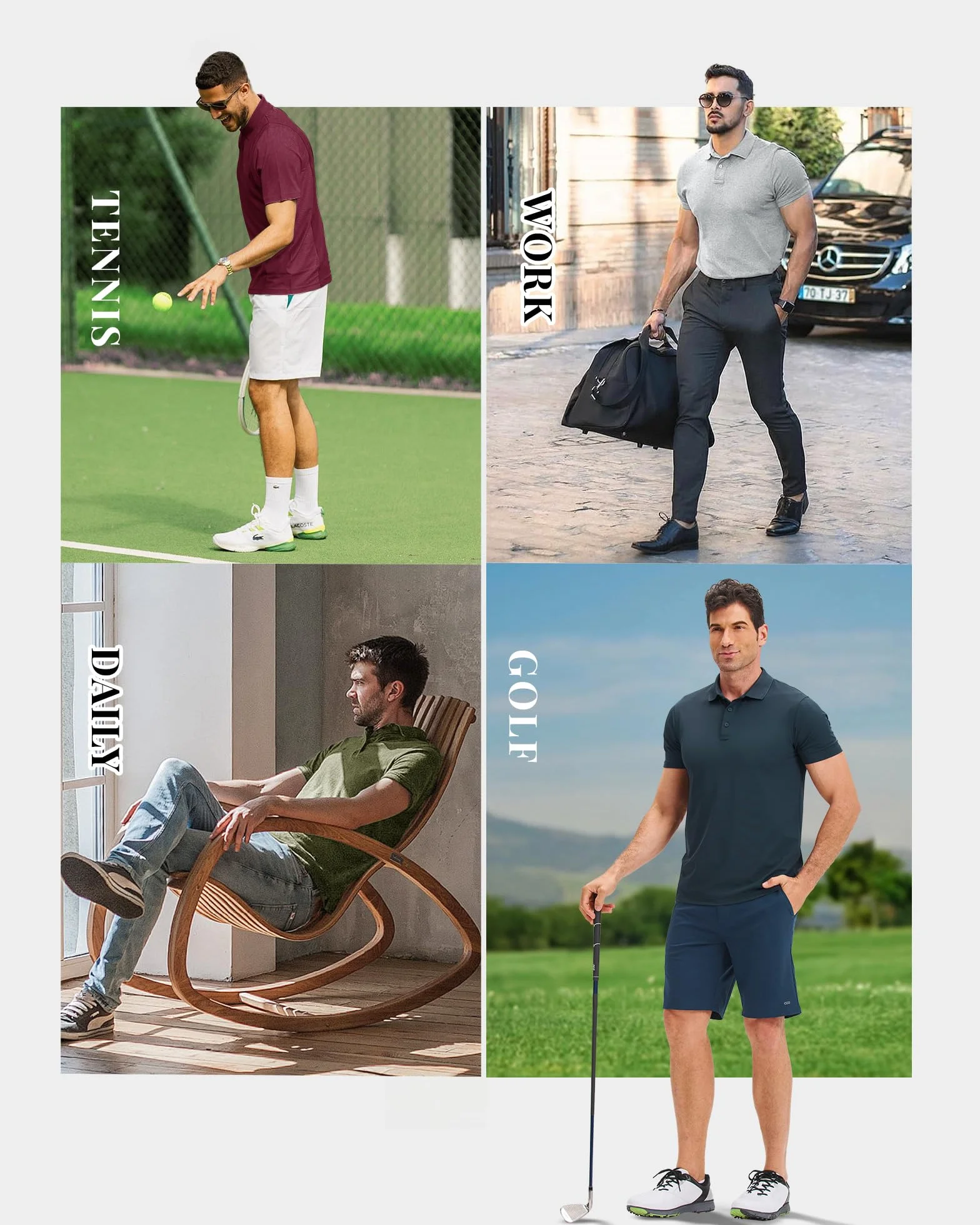 33,000ft Herren Poloshirt Golf Shirt UPF50+ Sonnenschutz Sommer Kurzarm Tshirts Schnelltrocknend Performance Sportshirt Outdoor Einfarbige Poloshirts für Männer zum Golfen Tennis