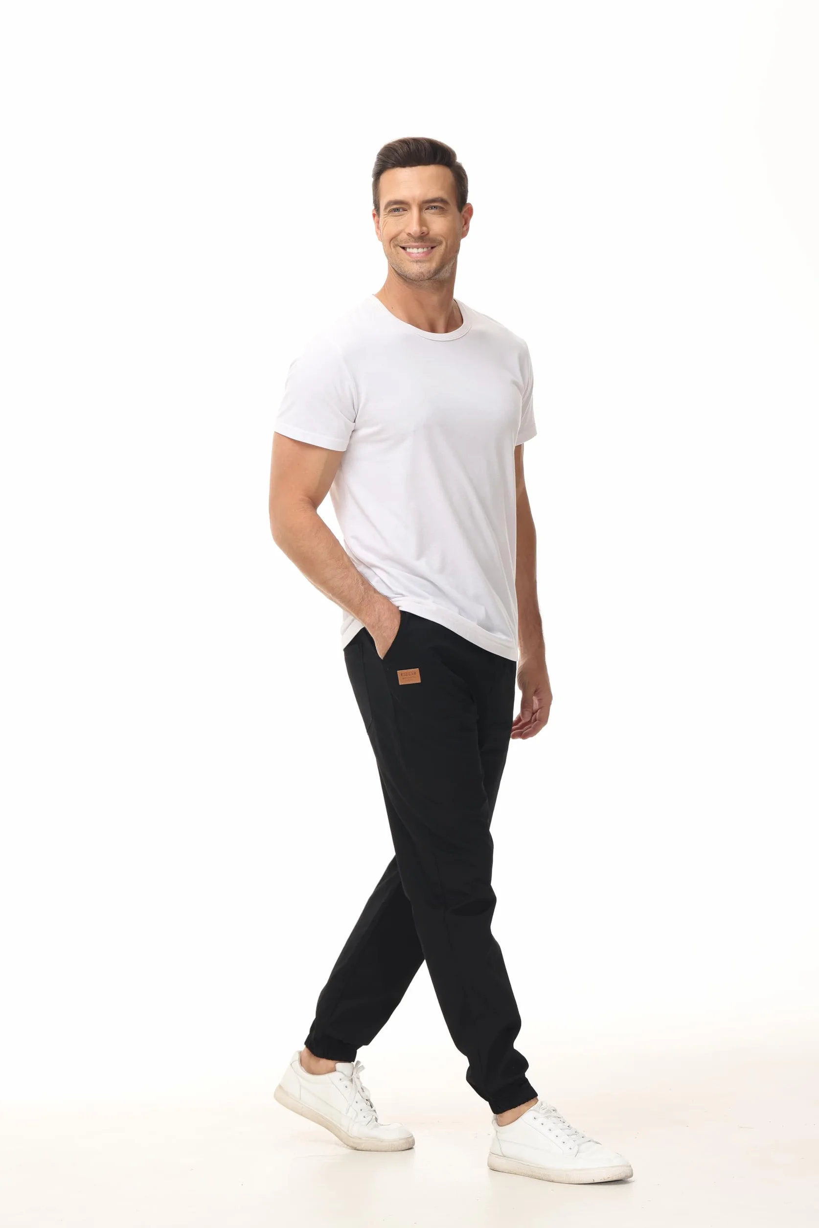 LIUPMWE Herren Hose Chino Cargo Hose Jogginghose Herren Baumwolle Casual Sweatpants Herren Freizeithose Elastische Pants Taille mit Kordelzug Taschen
