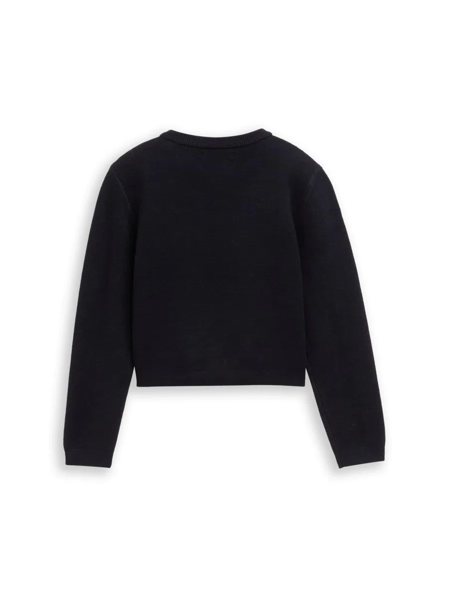 TOM TAILOR Mädchen Kinder Cropped Strickpullover mit Stickerei