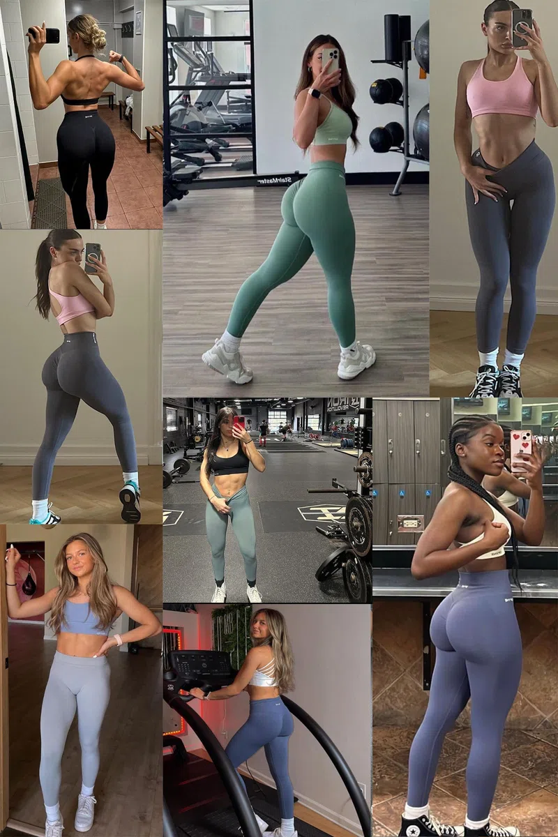JOYSPELS Scrunch Butt Leggings Damen, Gym V Förmige Bund High Waist Sport Booty Lifting Po Push Up Seamless Blickdicht Shape Sporthose Lang