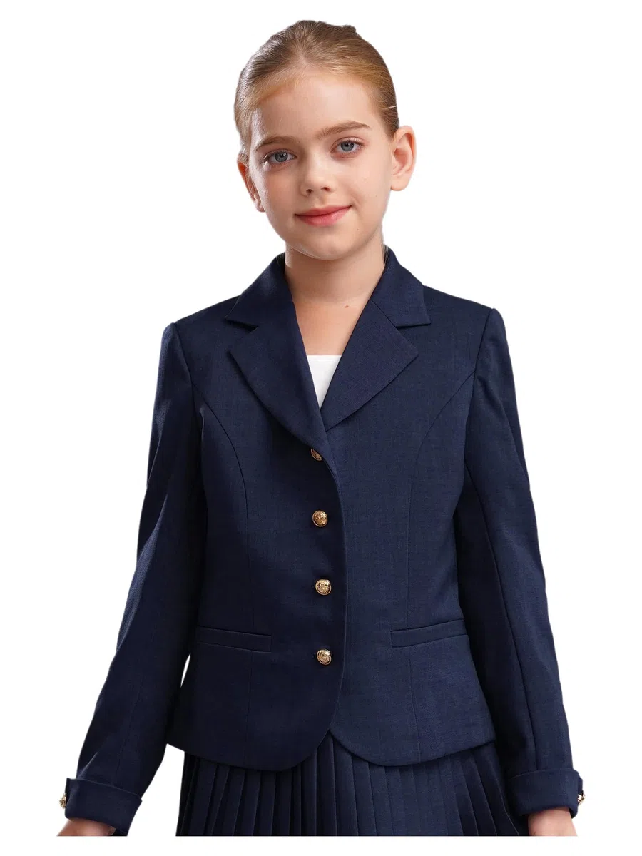 FEESHOW Kinder Mädchen Blazer Elegant Revers Anzug Jacke Slim Fit Mit Taschen Formale Schul Mantel Einfarbig