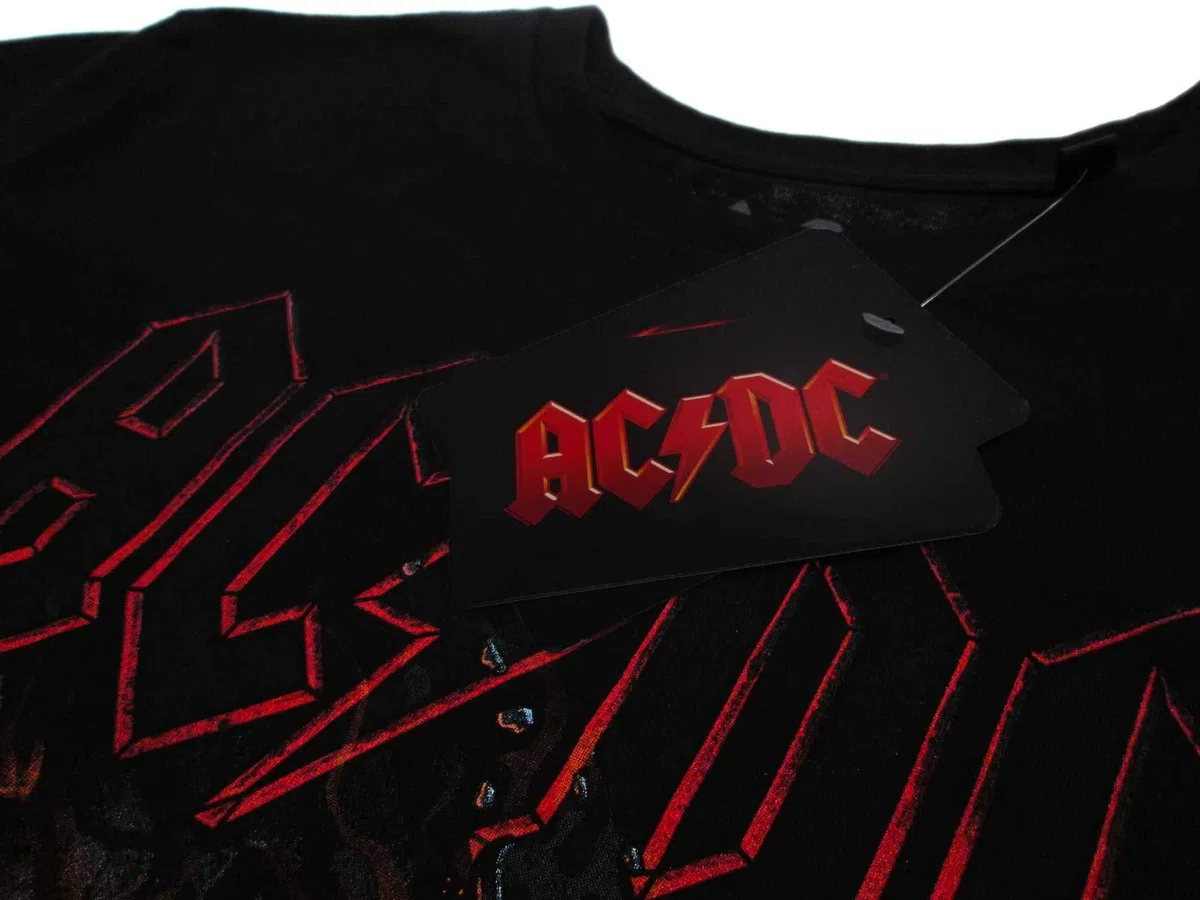 ACDC Herren T-Shirt Original Hells Bells Offizielles schwarzes T-Shirt Glocken Hard Rock