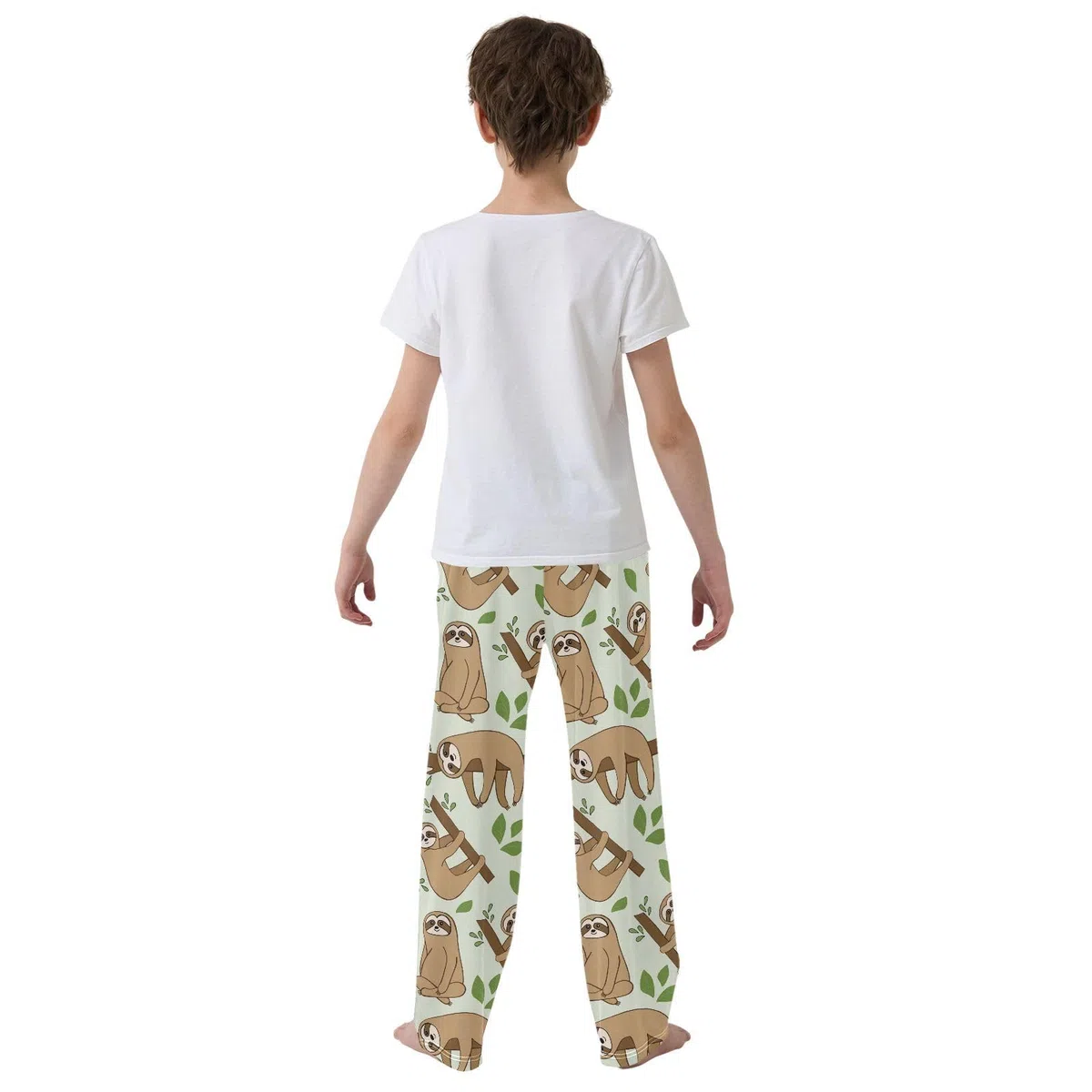 Jungen Schlafanzughose, tropische Blätter, lustige Faultiere, Kinder-Schlafanzug, Nachtwäsche, Lounge-Hose, Größe S