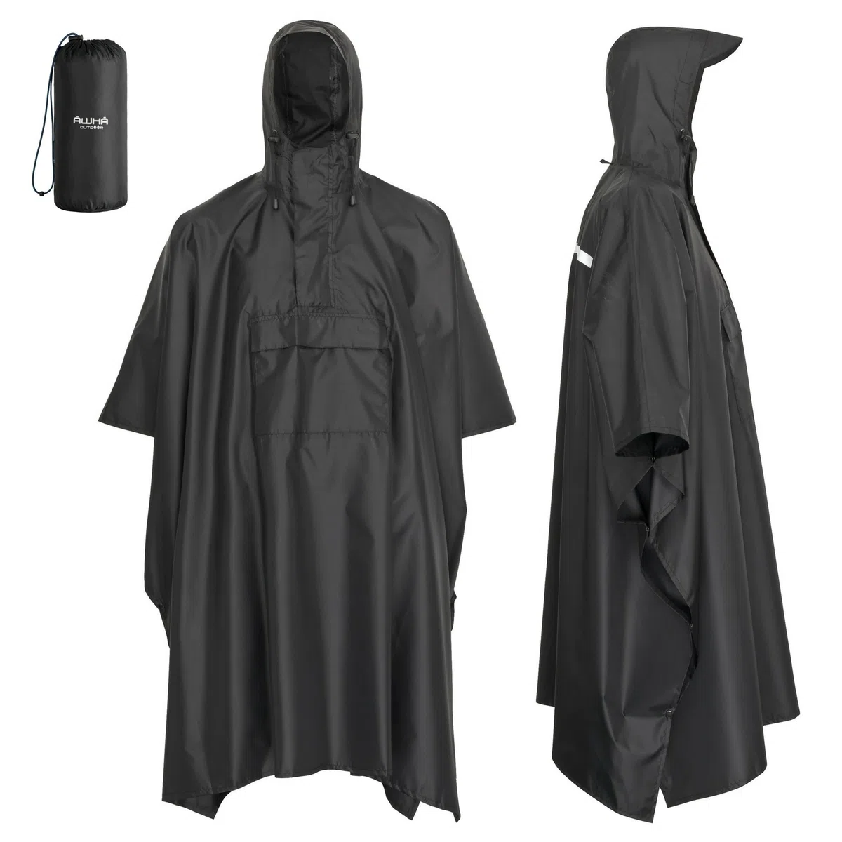 AWHA Regenponcho Damen und Herren wasserdicht und extra lang zum Wandern, Reiten, Fahrrad fahren - Outdoor Regenschutz wiederverwendbar mit Tasche