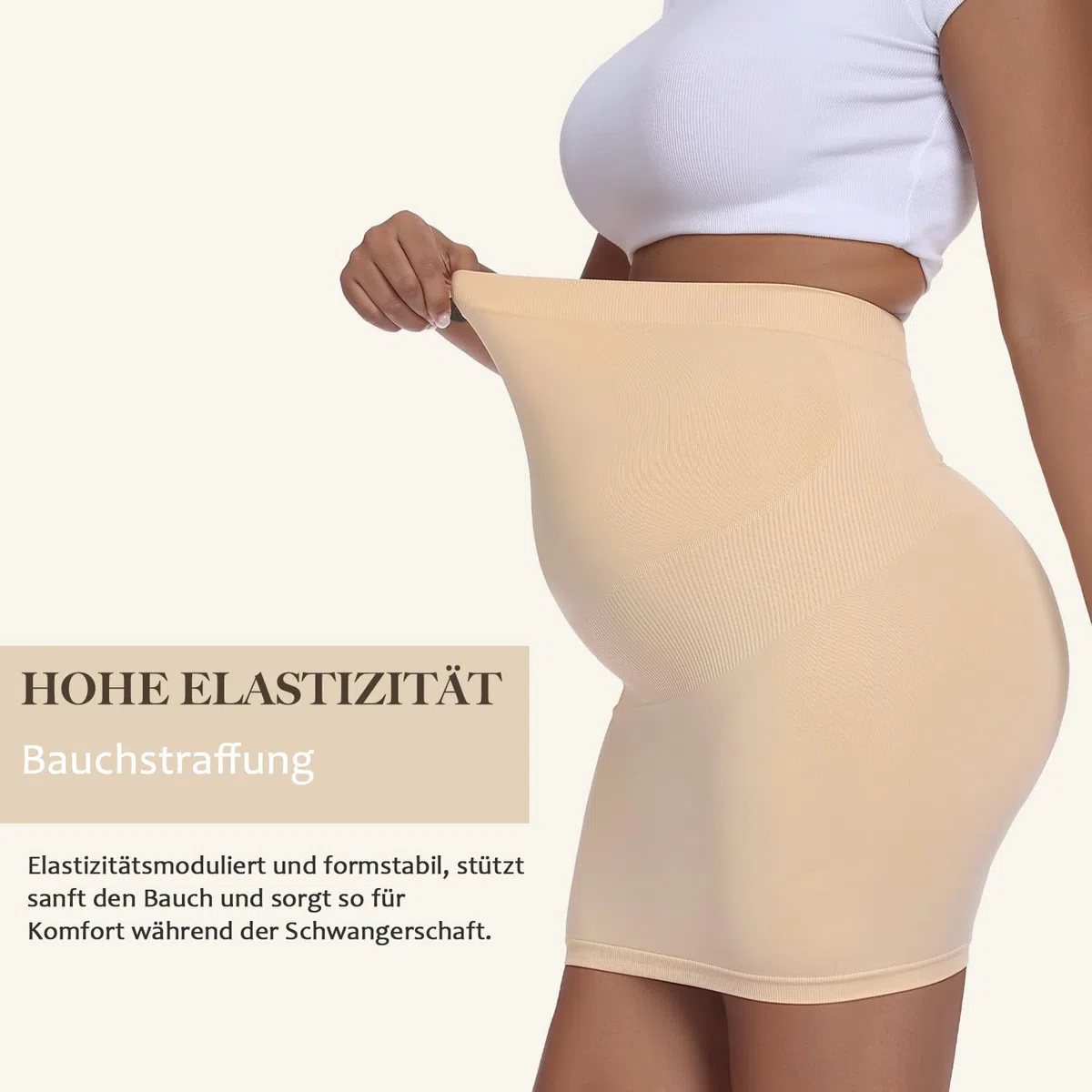 Umstands-Bleistiftrock für Damen, hochtailliert, einfarbig, dehnbar, formendes Umstandskleid mit Bauchstütze, 2er-Pack