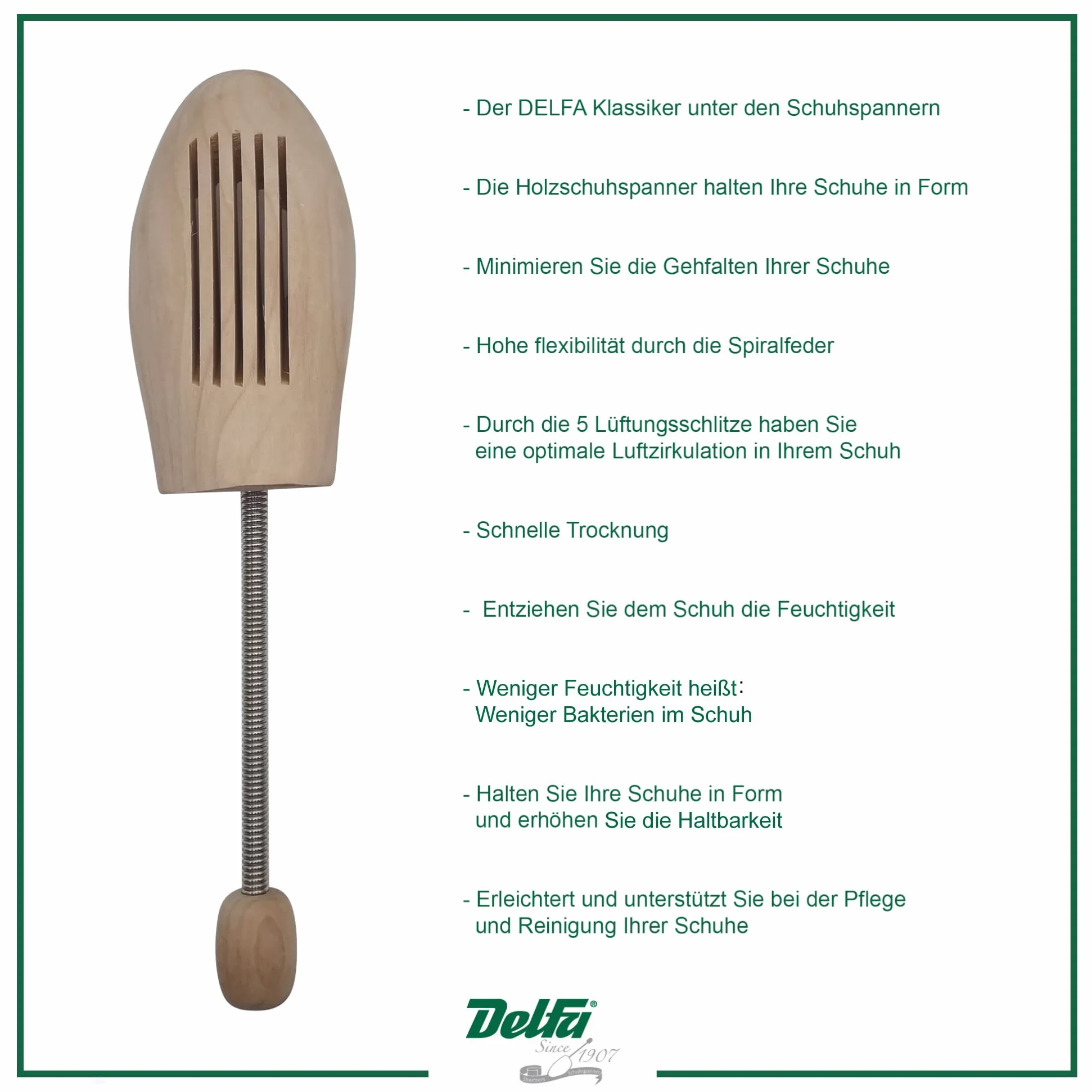 DELFA 3 Paar Schuhspanner Schuhformer Schuhstrecker Birkenholz mit Metall-Spiralfeder